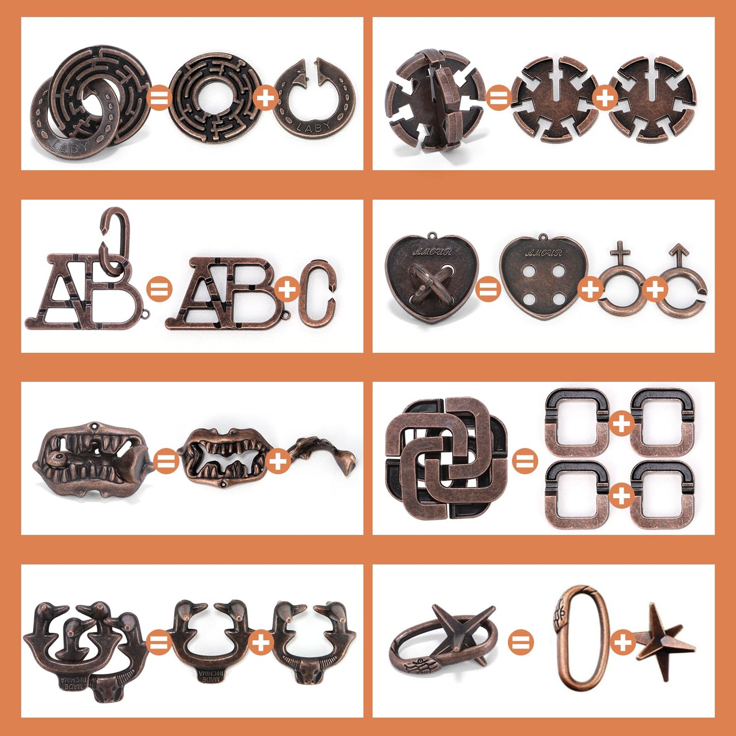 Mytothfy 8 Pcs Brain Teaser Puzzles – 3D Metal Interlocking Puzzles for Adults & Teens