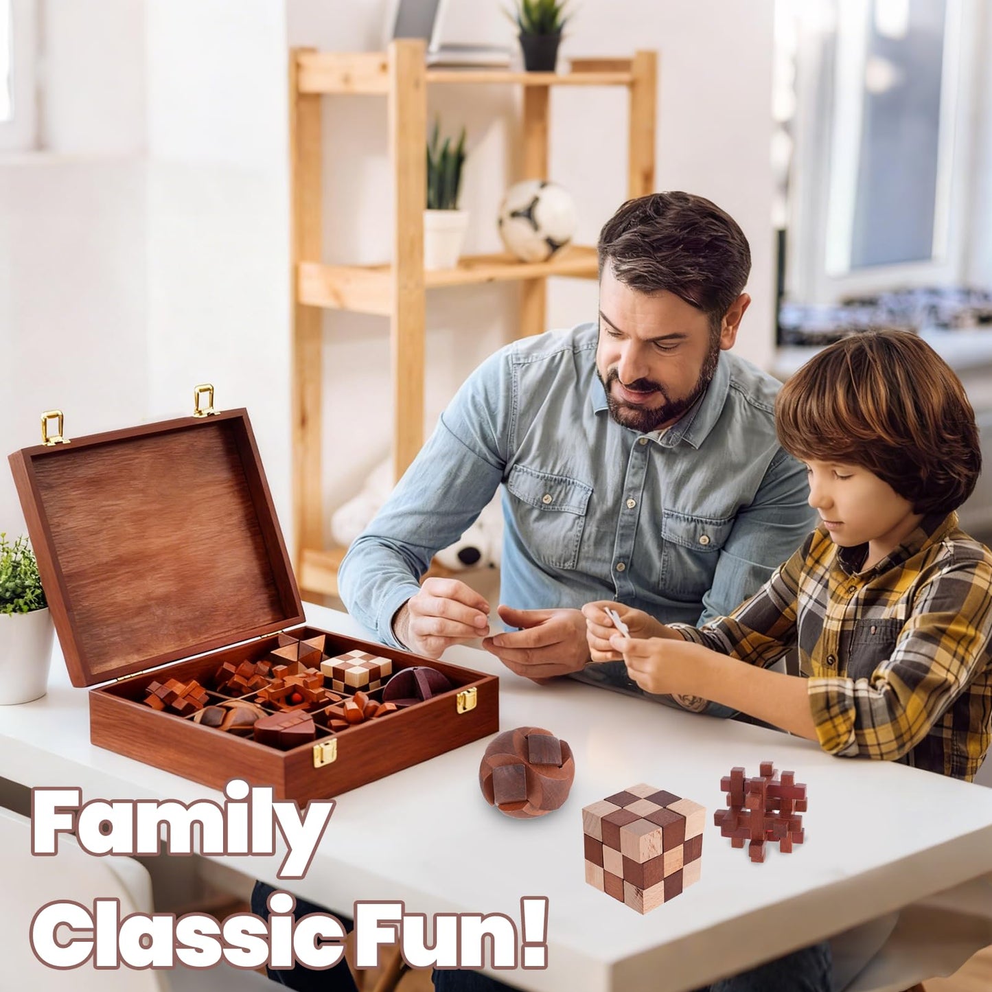 Mytothfy Wooden Brain Teaser Puzzles for Adults | 3D Interlocking Box Set