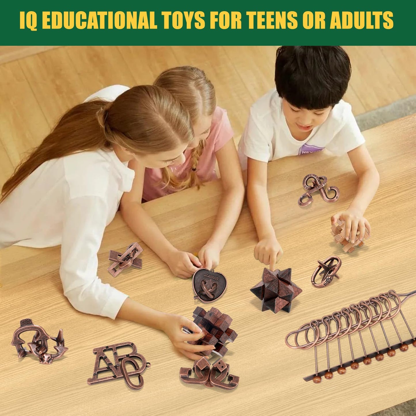 Mytothfy 13-Piece Brain Teaser Puzzles – 3D Wood & Metal Interlocking Puzzles for Adults
