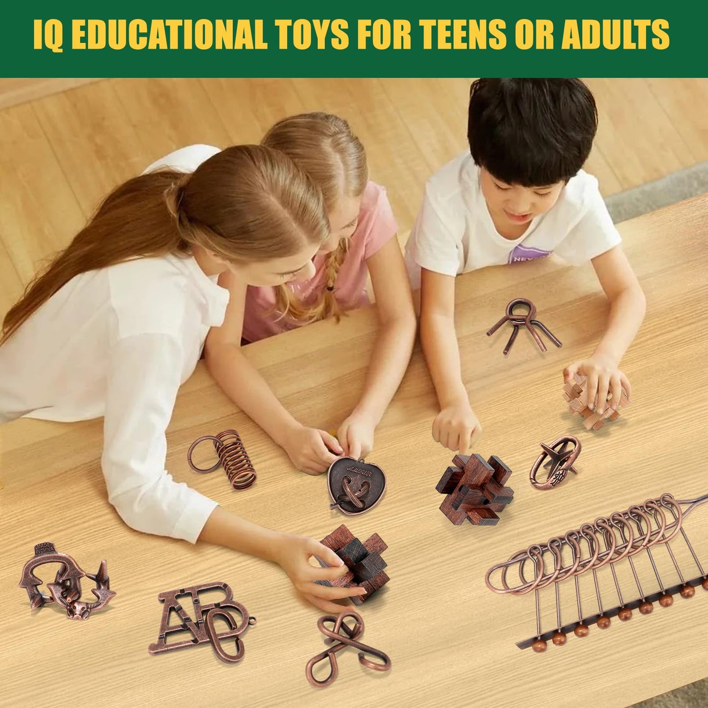 Mytothfy 24 Pcs Brain Teaser Puzzles for Adults – 3D Wood & Metal Interlocking Set