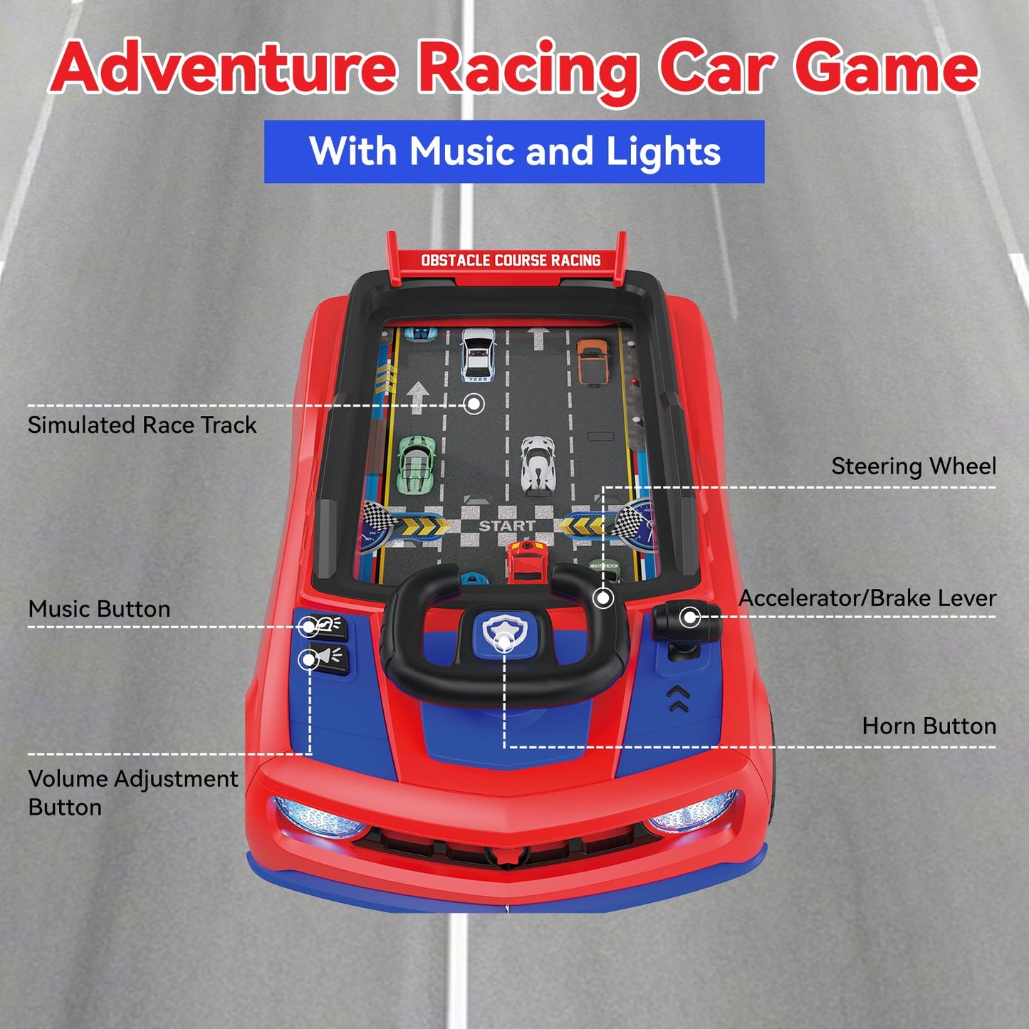 Mytothfy Musical Steering Wheel Toy – Realistic Racing Car for Toddlers (Sound and Light, Ages 3+)