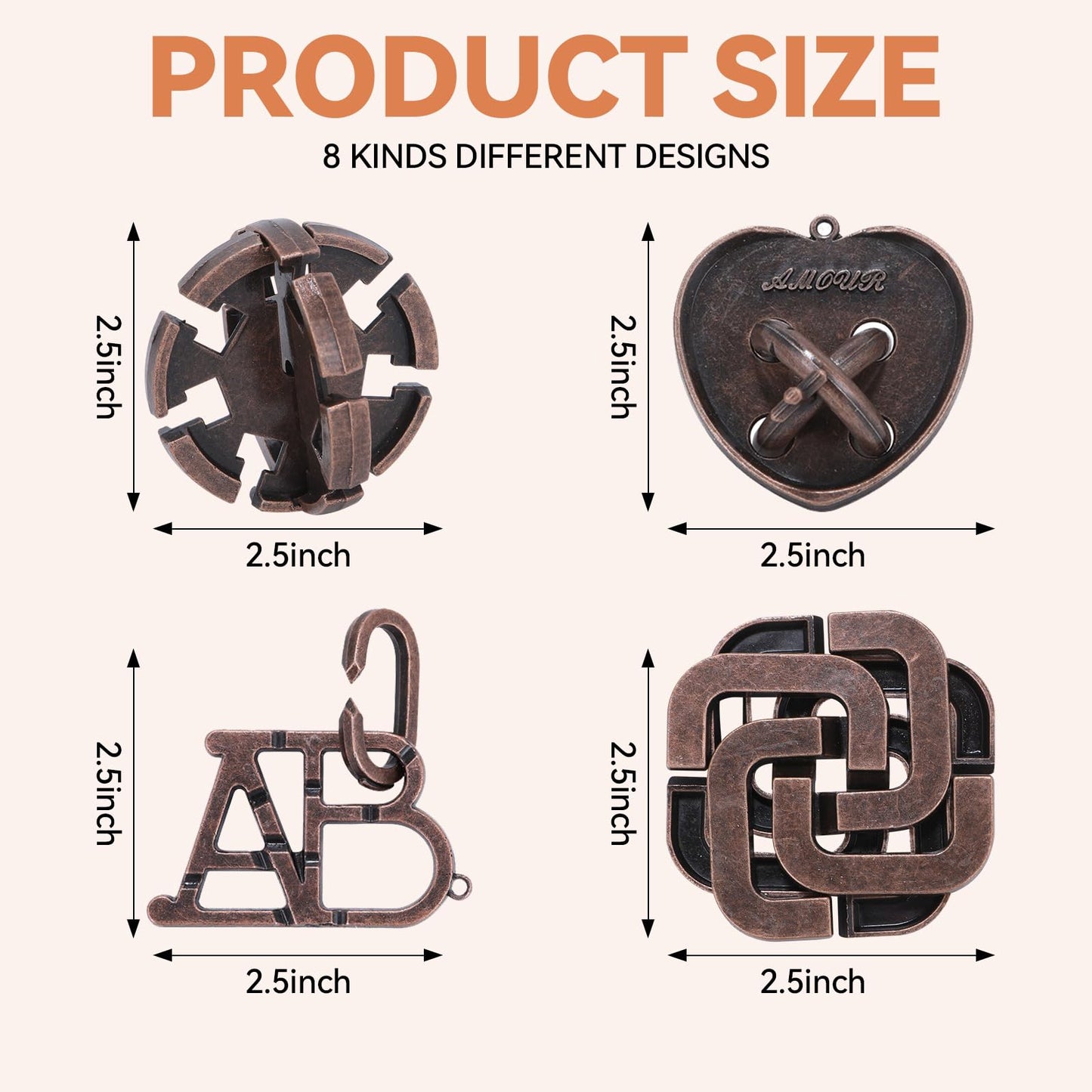 Mytothfy 8 Pcs Brain Teaser Puzzles – 3D Metal Interlocking Puzzles for Adults & Teens