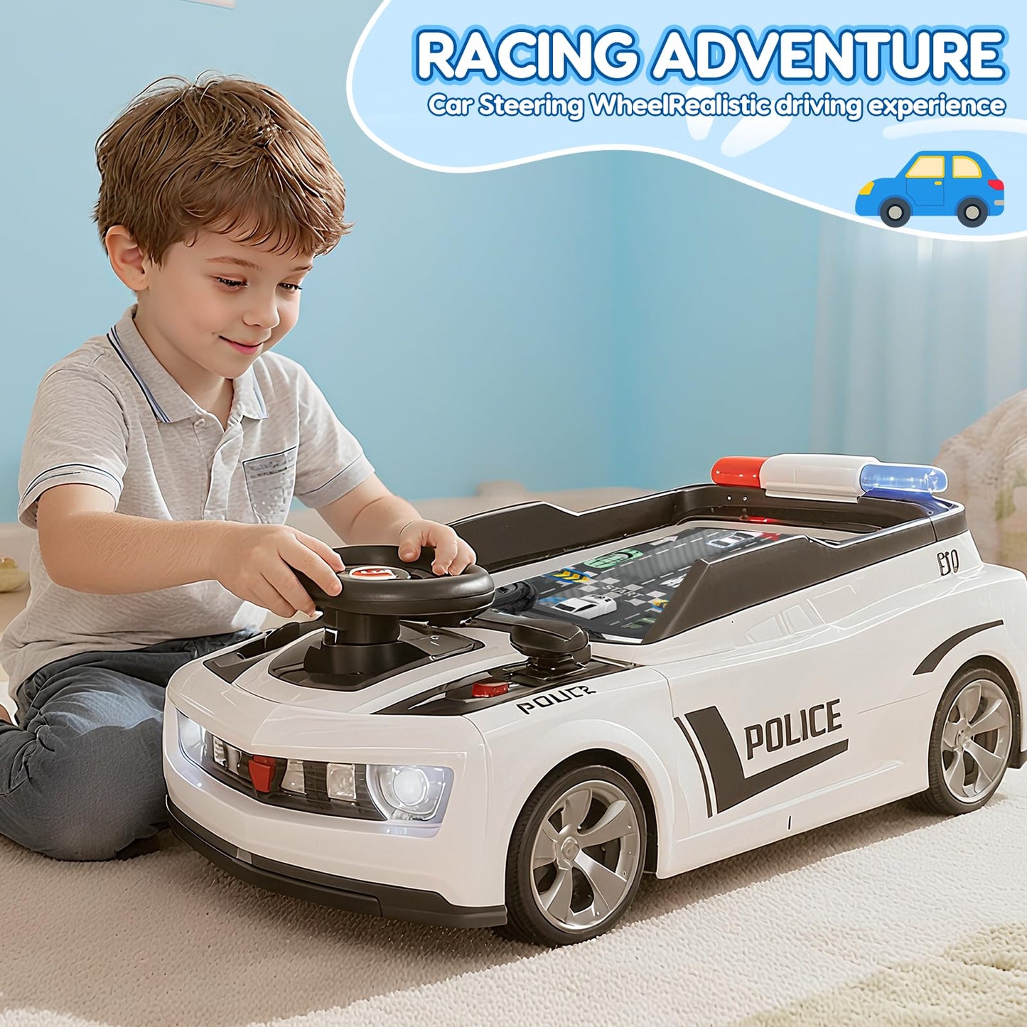Mytothfy Musical Steering Wheel Racing Car Toy for Toddlers – Realistic Driving Play with Sound & Lights