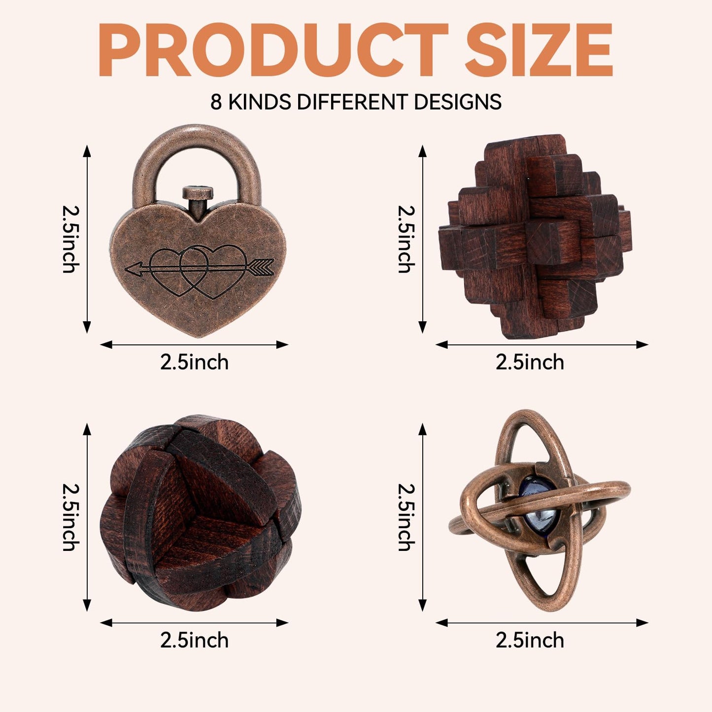 Mytothfy 8 Pcs Brain Teaser Puzzles for Adults & Teens – Wooden & Metal 3D Interlocking Puzzle Toys