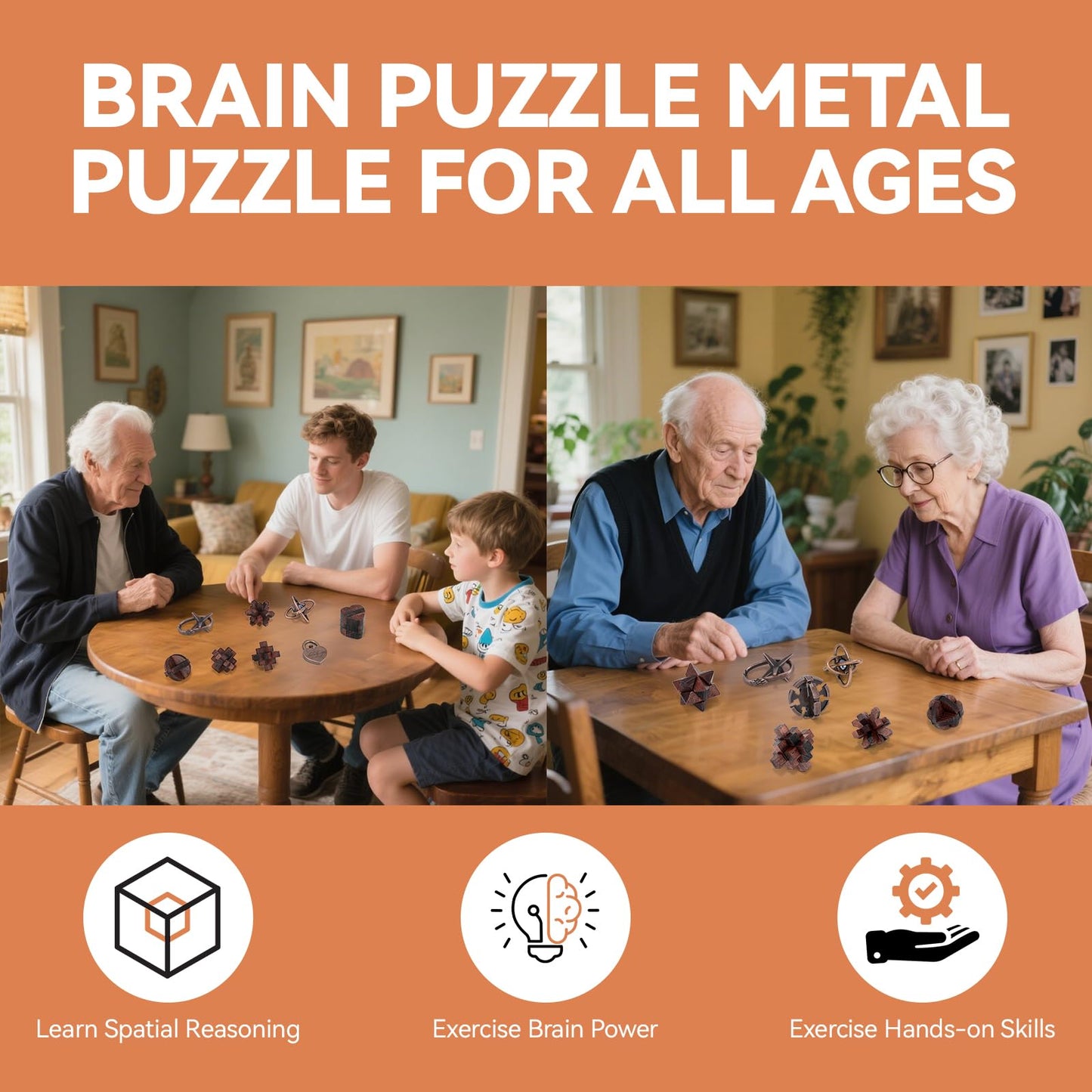 Mytothfy 8 Pcs Brain Teaser Puzzles – Wooden 3D Interlocking IQ Toys for Adults & Teens