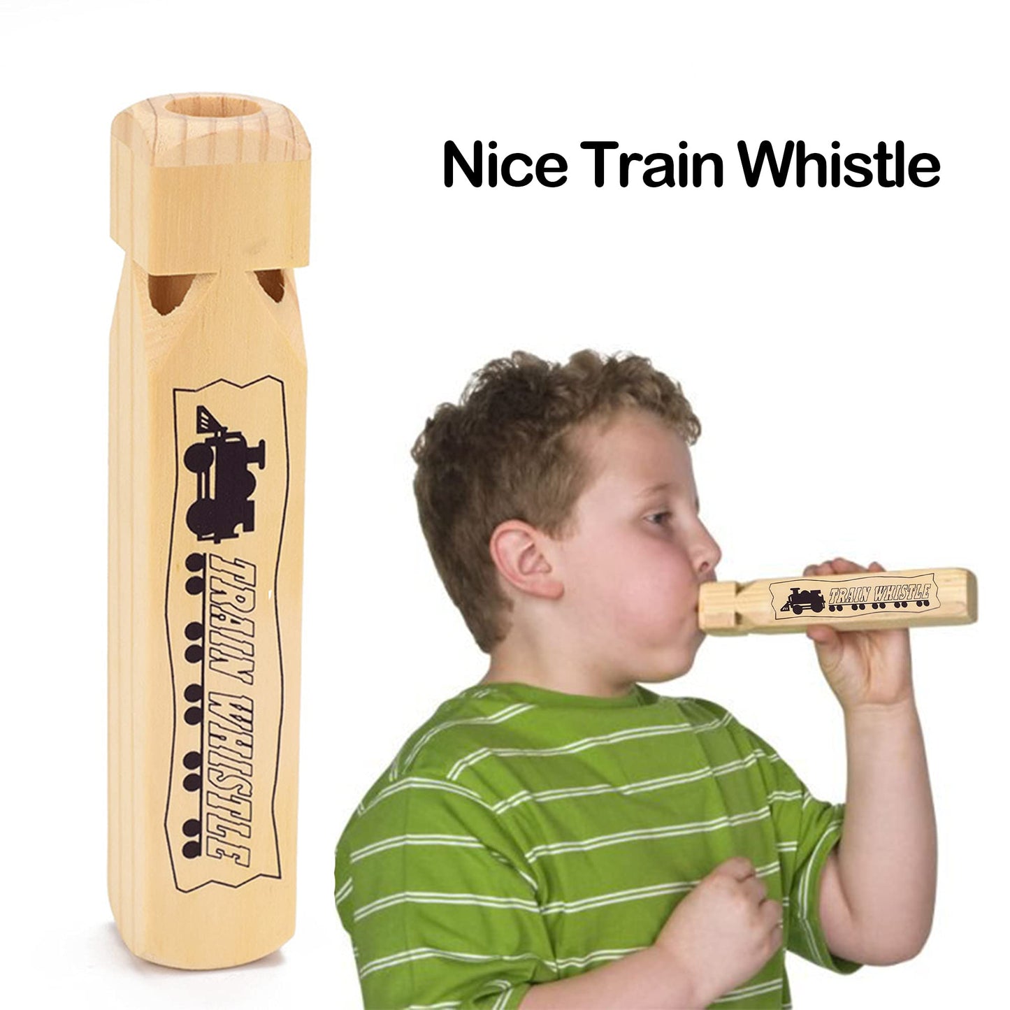 MYUBWTF Solid Wood Train Whistle – 4-Tone Noisemaker Toy for Kids, Parties & Classroom