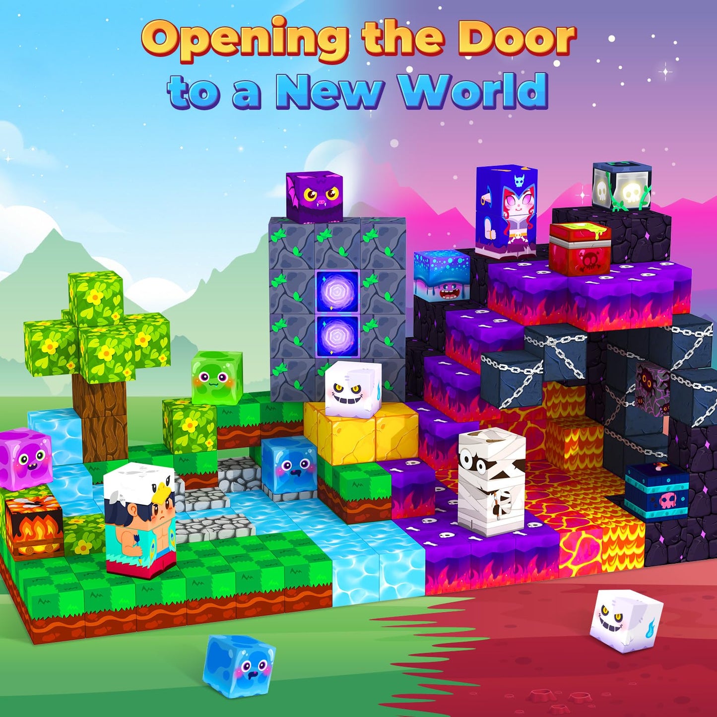 MyWodGame Magnetic Blocks – 150-Piece Building Toys for Kids 3+ | Forest Monsters & Ghosts Theme