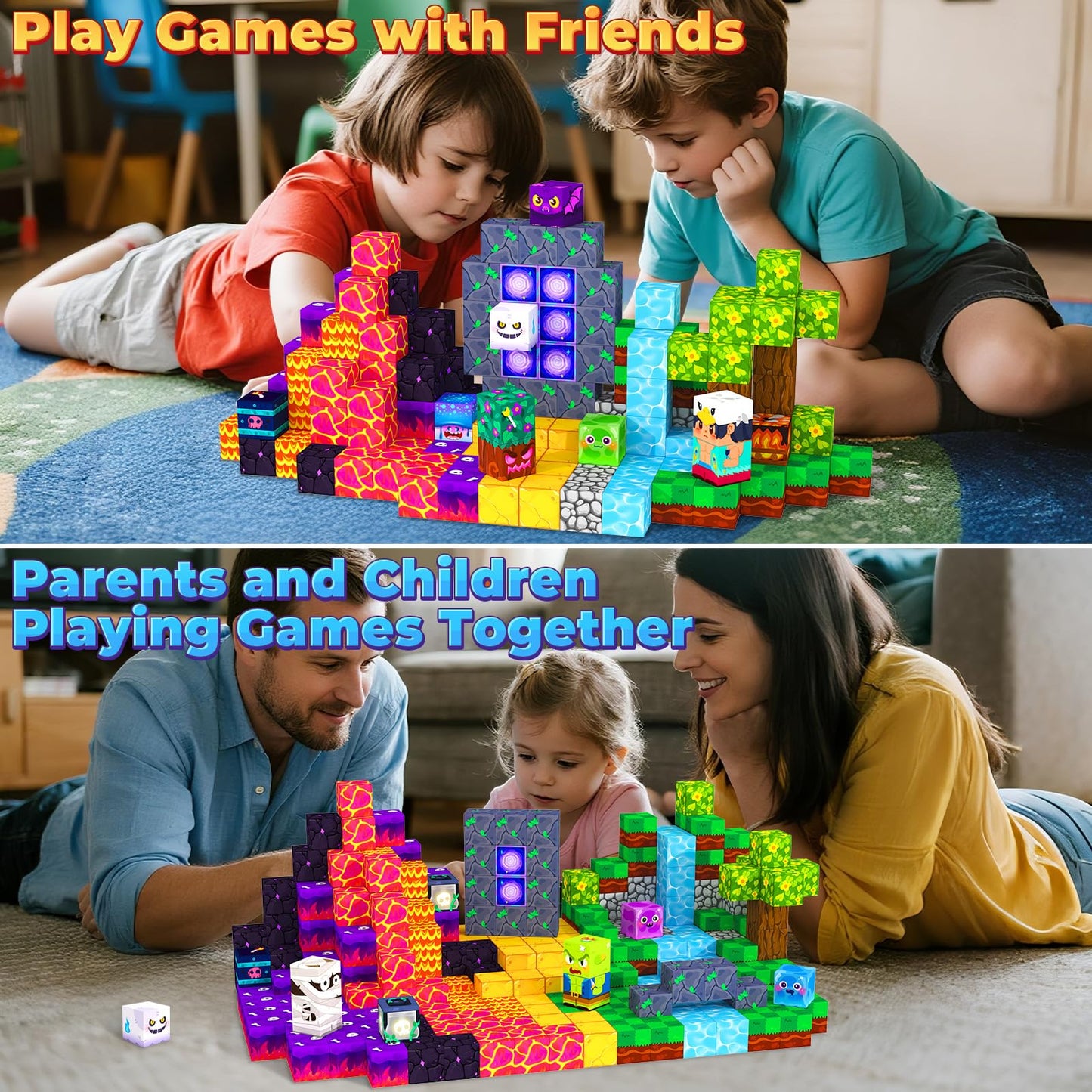 MyWodGame Magnetic Blocks – 150-Piece Building Toys for Kids 3+ | Forest Monsters & Ghosts Theme