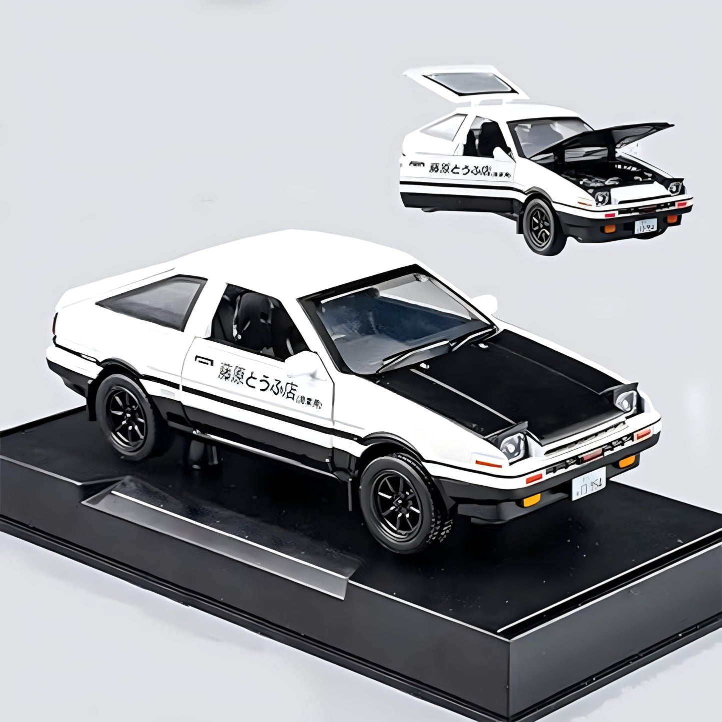 Mzexoma Initial D Trueno AE86 Diecast Car Model 1:32 Scale, Pull-Back Toy – Black-Type A