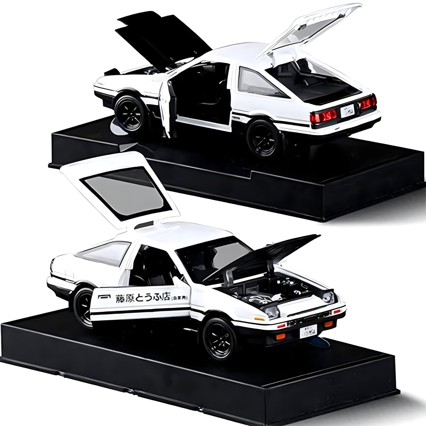 Mzexoma Initial D Trueno AE86 Diecast Car Model 1:32 Scale, Pull-Back Toy – Black-Type A