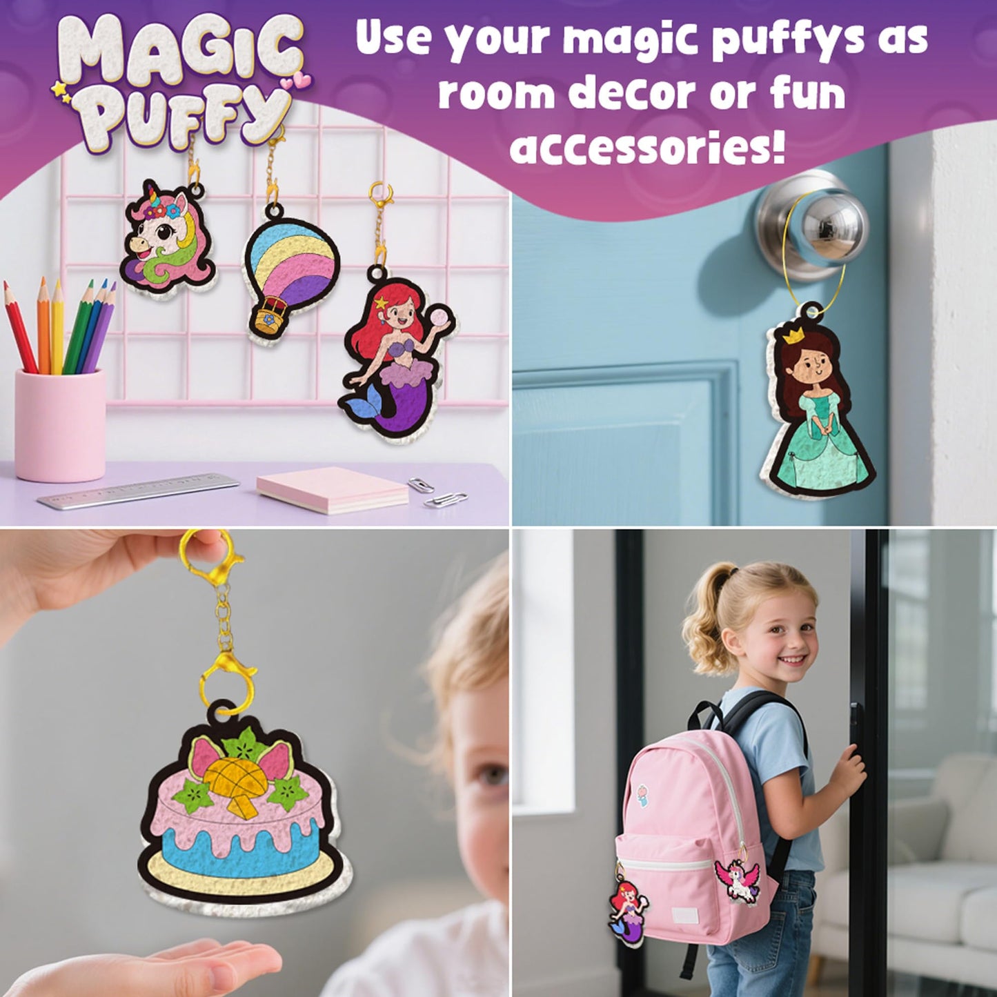 MZYTOZA 3D Art Kit Aqua Puffs – Princesses & Unicorns, Mess-Free Kids Craft
