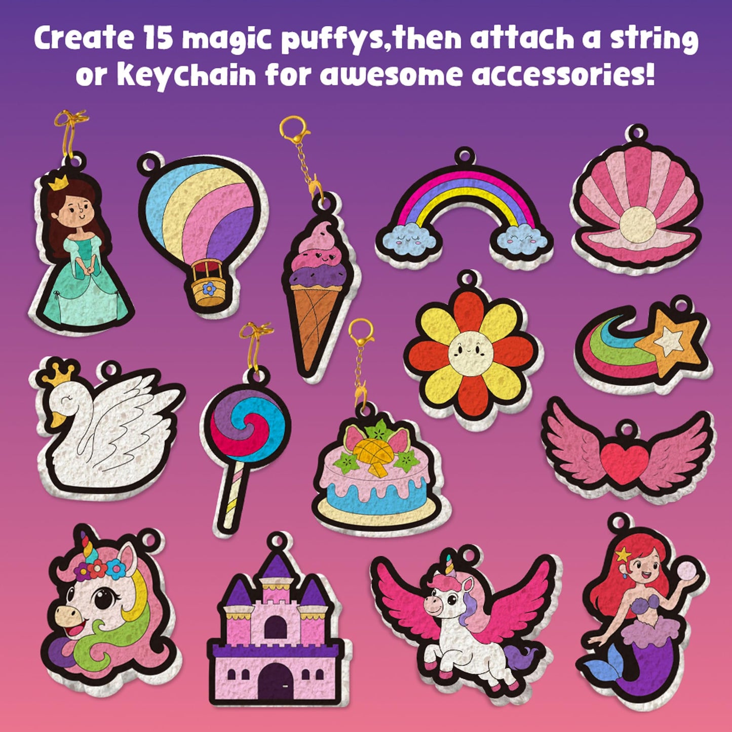 MZYTOZA 3D Art Kit Aqua Puffs – Princesses & Unicorns, Mess-Free Kids Craft