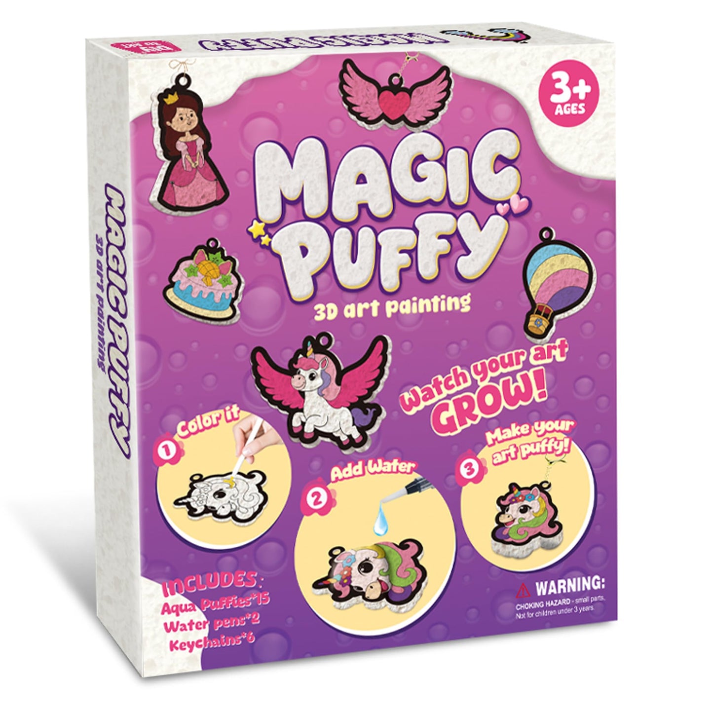 MZYTOZA 3D Art Kit Aqua Puffs – Princesses & Unicorns, Mess-Free Kids Craft