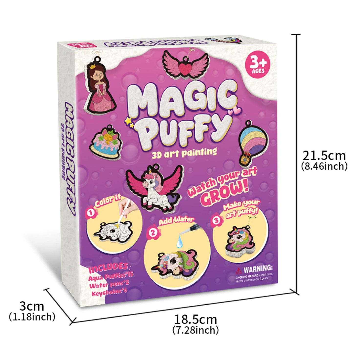 MZYTOZA 3D Art Kit Aqua Puffs – Princesses & Unicorns, Mess-Free Kids Craft
