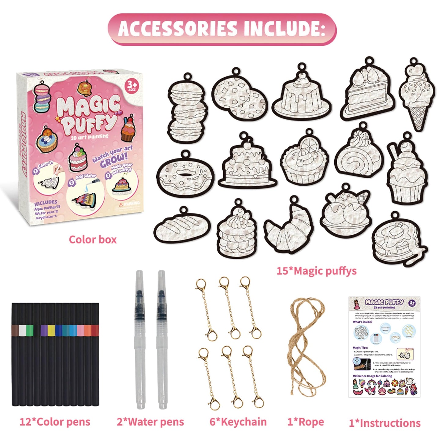 MZYTOZA 3D Art Craft Aqua Puffs Paint Kit – Magic Foam Texture, Mess-Free Craft for Kids