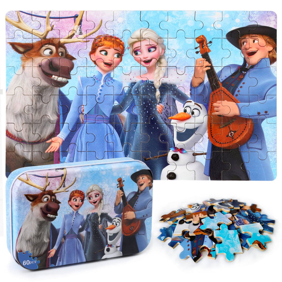MZZOTOY 60-Piece Puzzles for Kids 3-8 in Metal Box – Educational Jigsaw Toys Gift