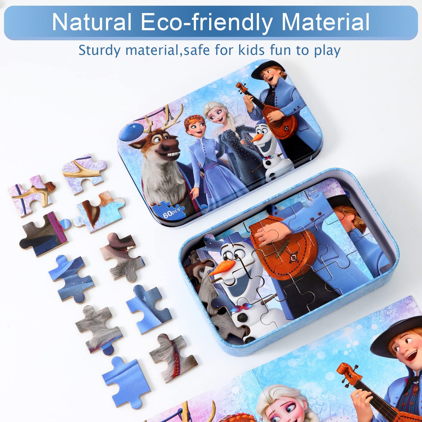 MZZOTOY 60-Piece Puzzles for Kids 3-8 in Metal Box – Educational Jigsaw Toys Gift