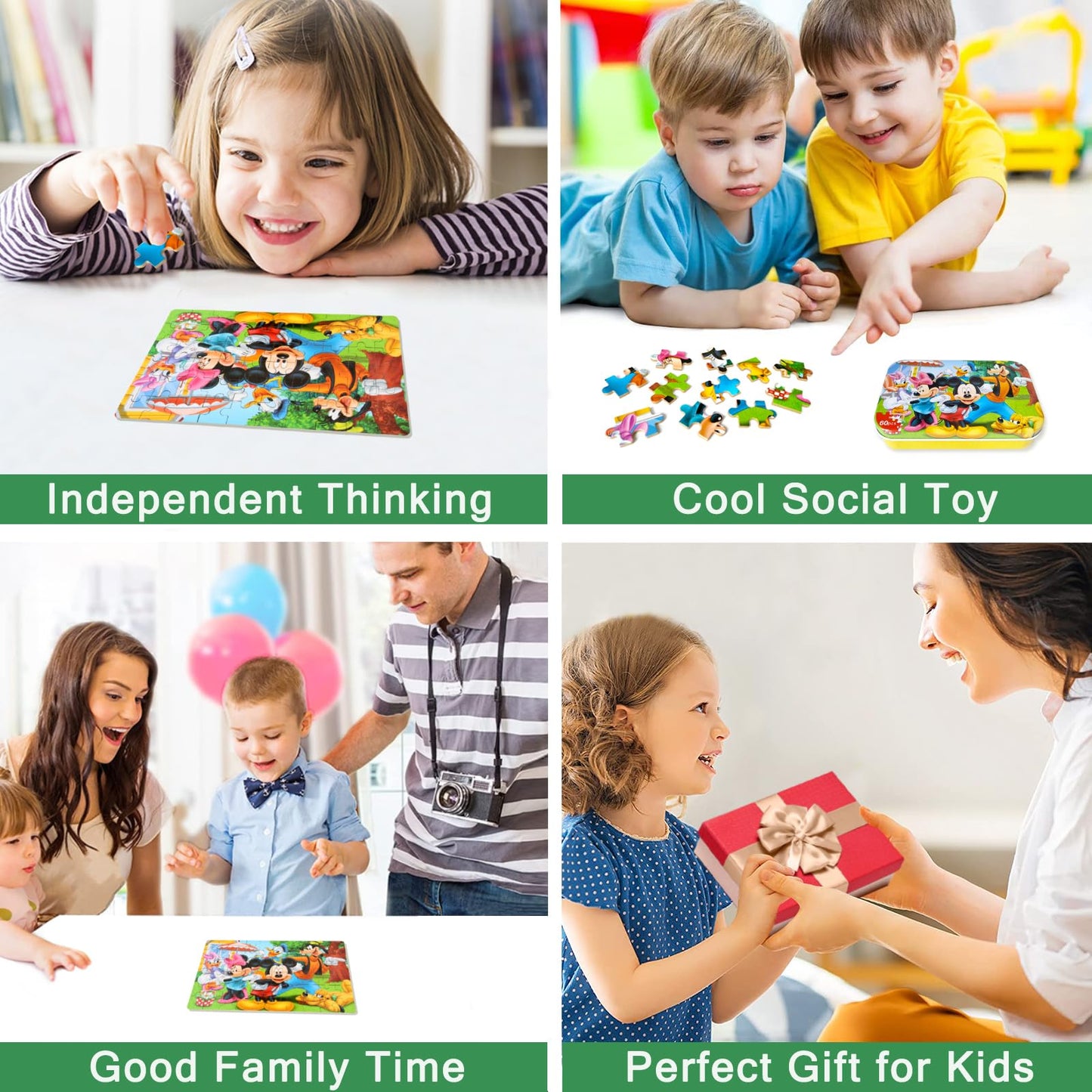 MZZOTOY 60-Piece Puzzles for Kids Ages 3-8 in a Metal Box – Educational Jigsaw Toys