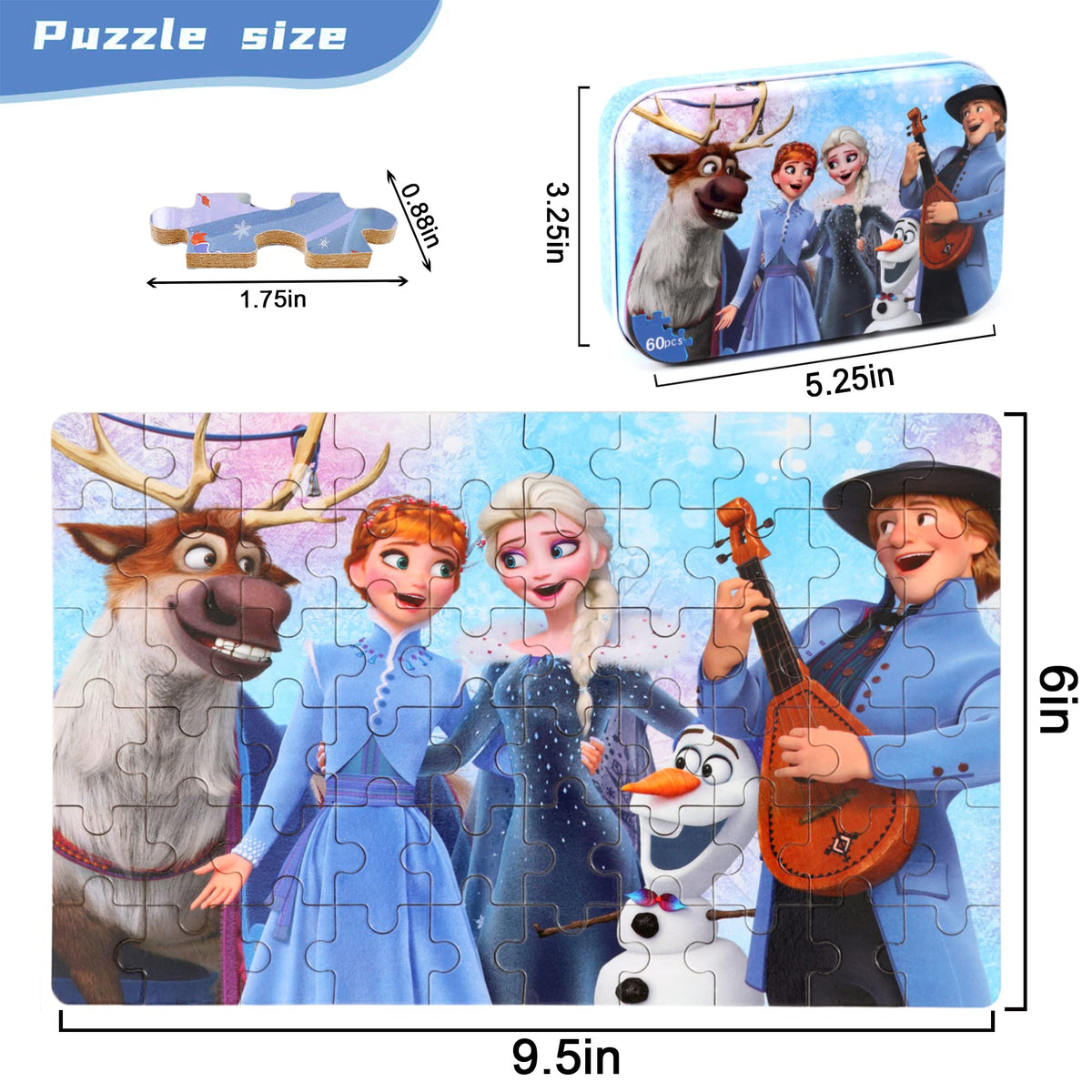MZZOTOY 60-Piece Puzzles for Kids 3-8 in Metal Box – Educational Jigsaw Toys Gift