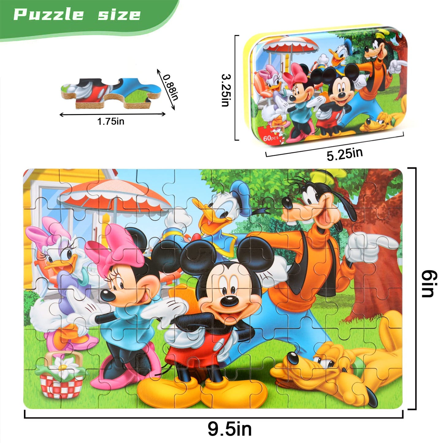 MZZOTOY 60-Piece Puzzles for Kids Ages 3-8 in a Metal Box – Educational Jigsaw Toys