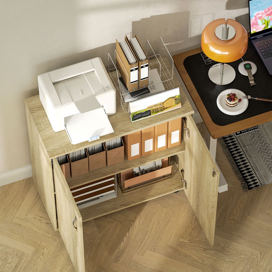 Vinsetto 2-Tier Locking Filing Cabinet Office Storage Cabinet