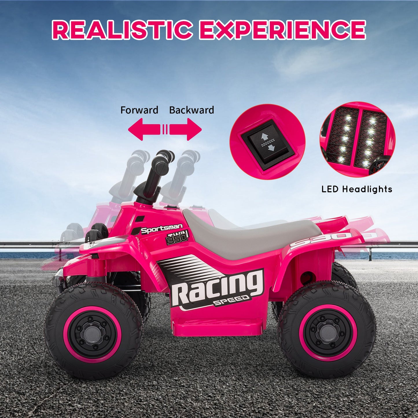 AIYAPLAY 6V Electric Quad Bike for Kids w/ Forward Backward