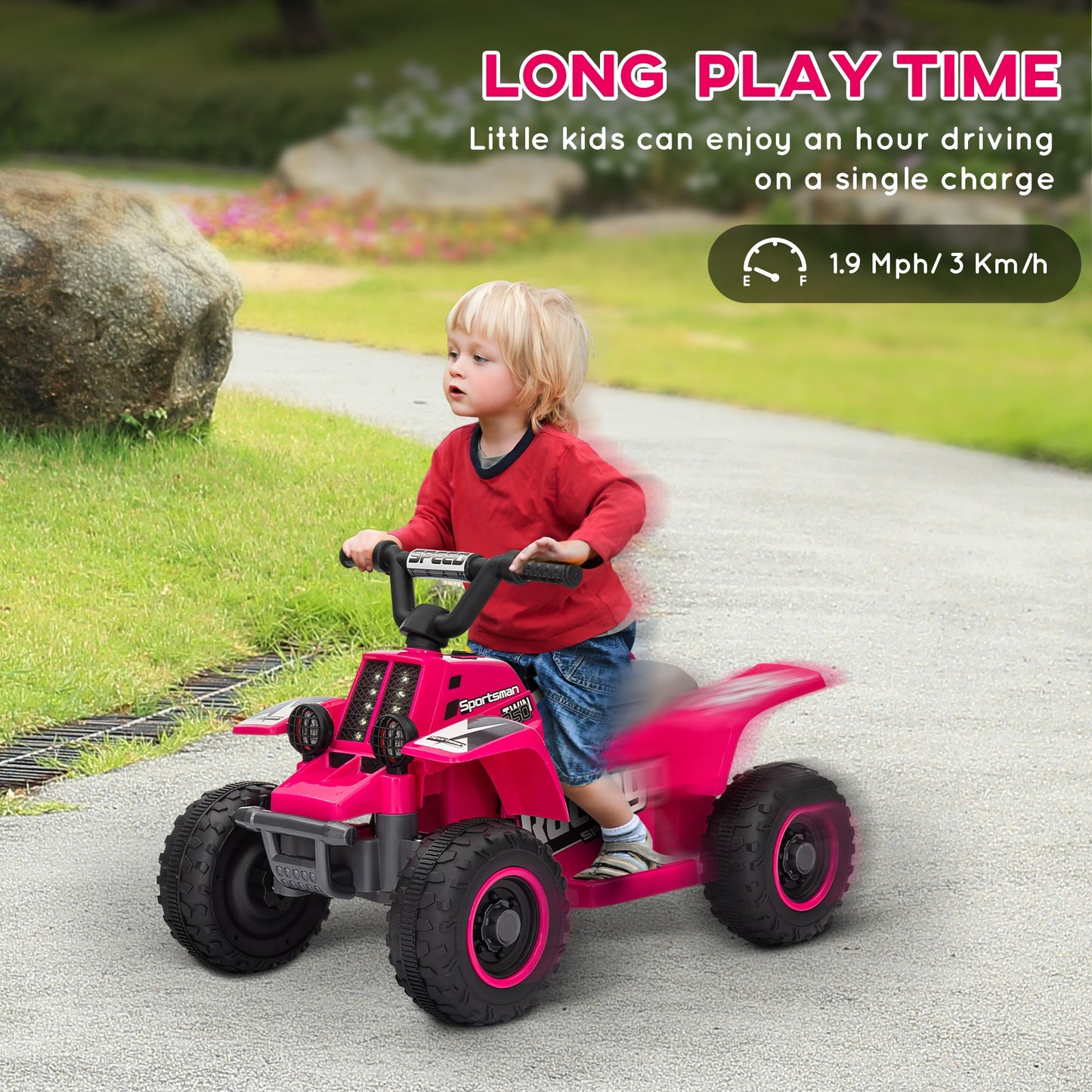 AIYAPLAY 6V Electric Quad Bike for Kids w/ Forward Backward
