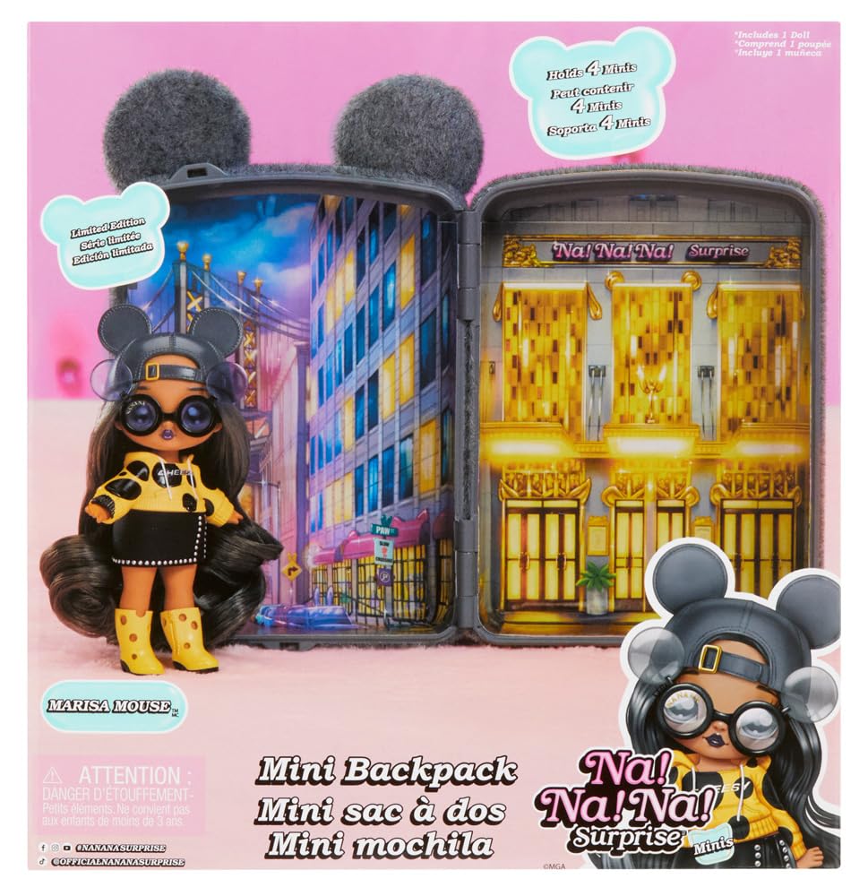 Na Na Na Surprise Mini Backpack Series 2: Marisa Mouse Fuzzy Gray Backpack Gift for Kids