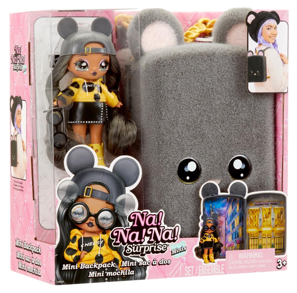 Na Na Na Surprise Mini Backpack Series 2: Marisa Mouse Fuzzy Gray Backpack Gift for Kids