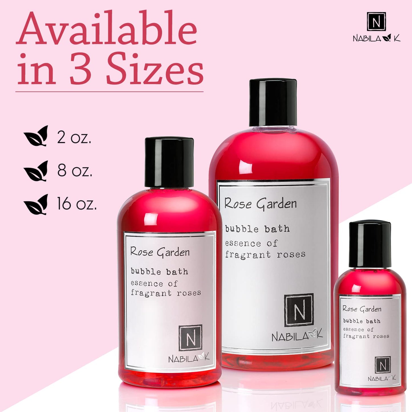 Rose Garden Bubble Bath by Nabila K – Natural, Tear-Free Luxury for Sensitive Skin (8 oz)
