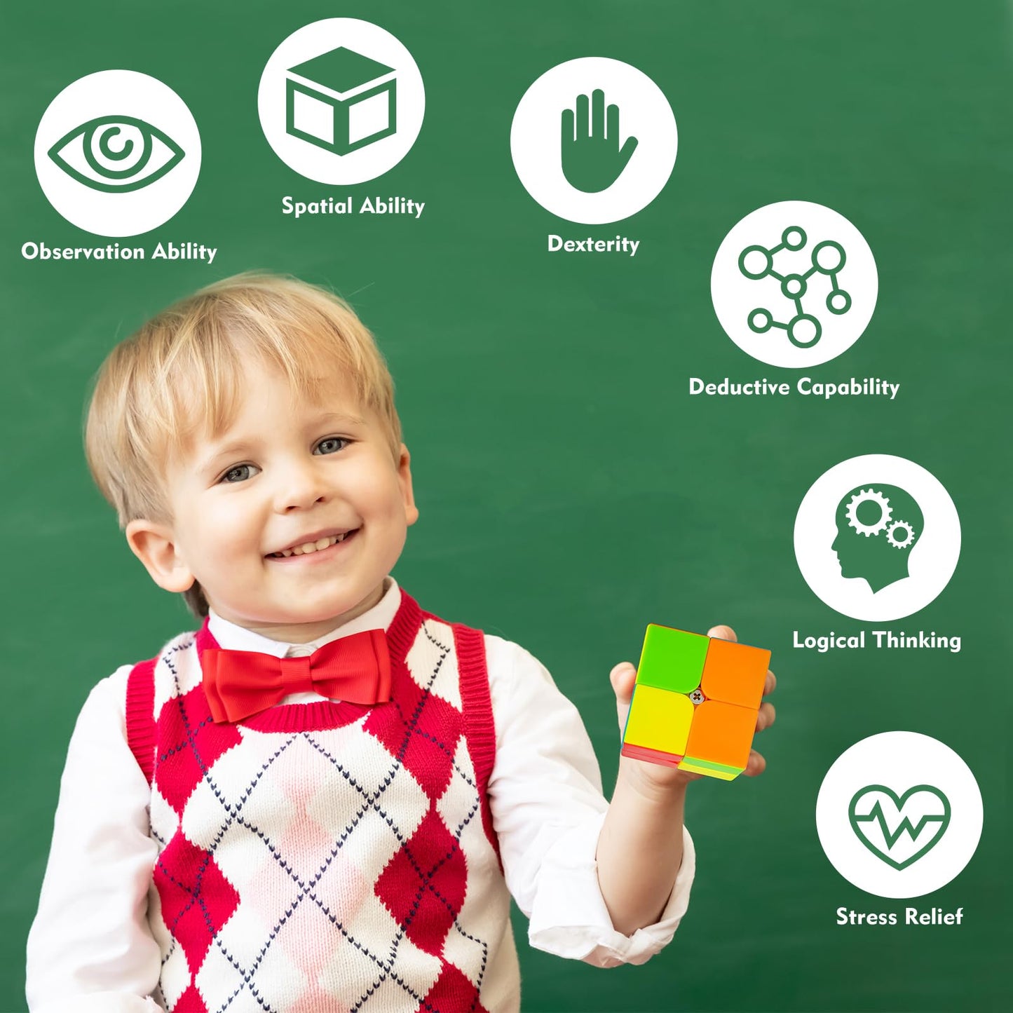 nabreeli 2x2 Stickerless Speed Cube – Smooth Pocket-Sized Brain Teaser