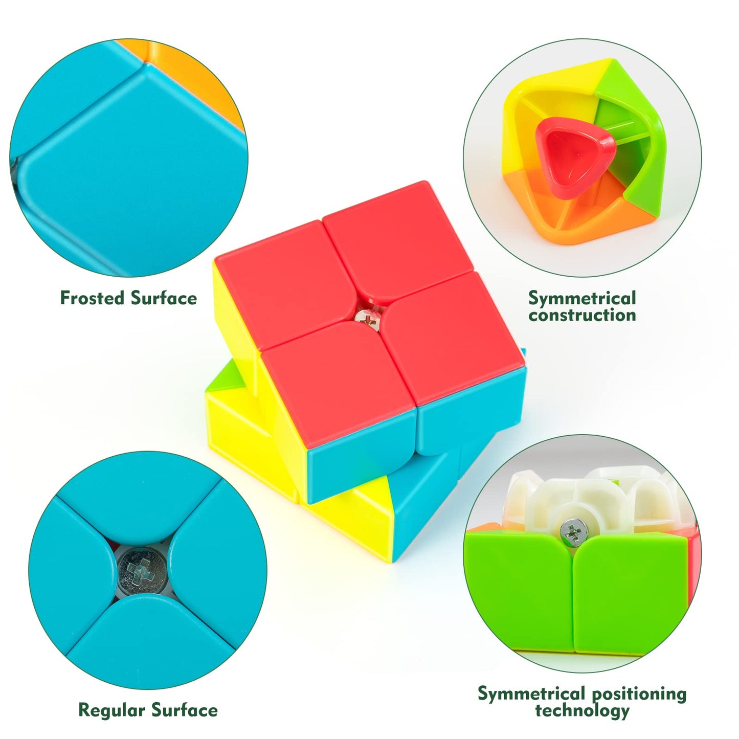 nabreeli 2x2 Stickerless Speed Cube – Smooth Pocket-Sized Brain Teaser