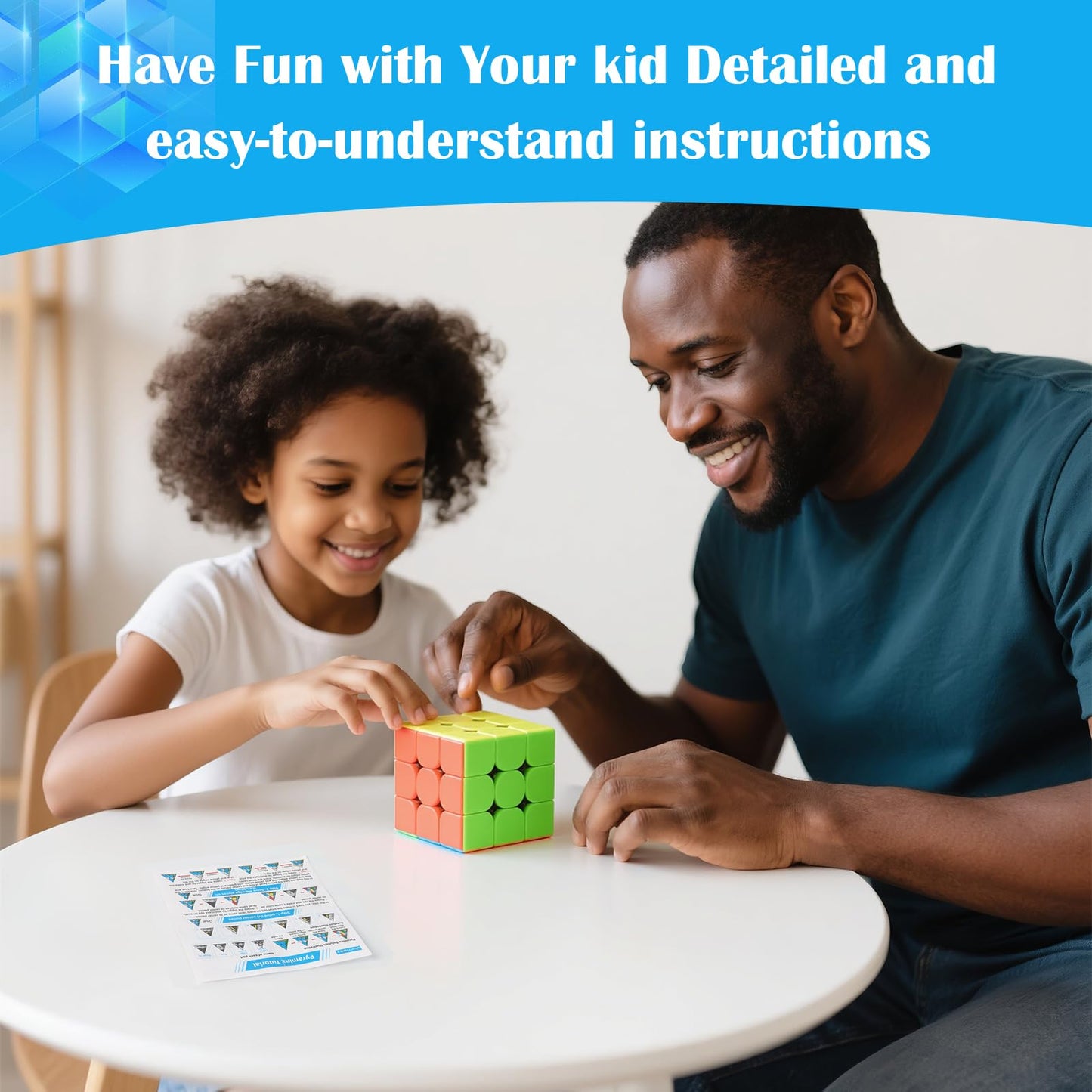 Nabreeli 3x3 Speed Cube Stickerless with Stand & Tutorial – STEM Puzzle for Ages 6+