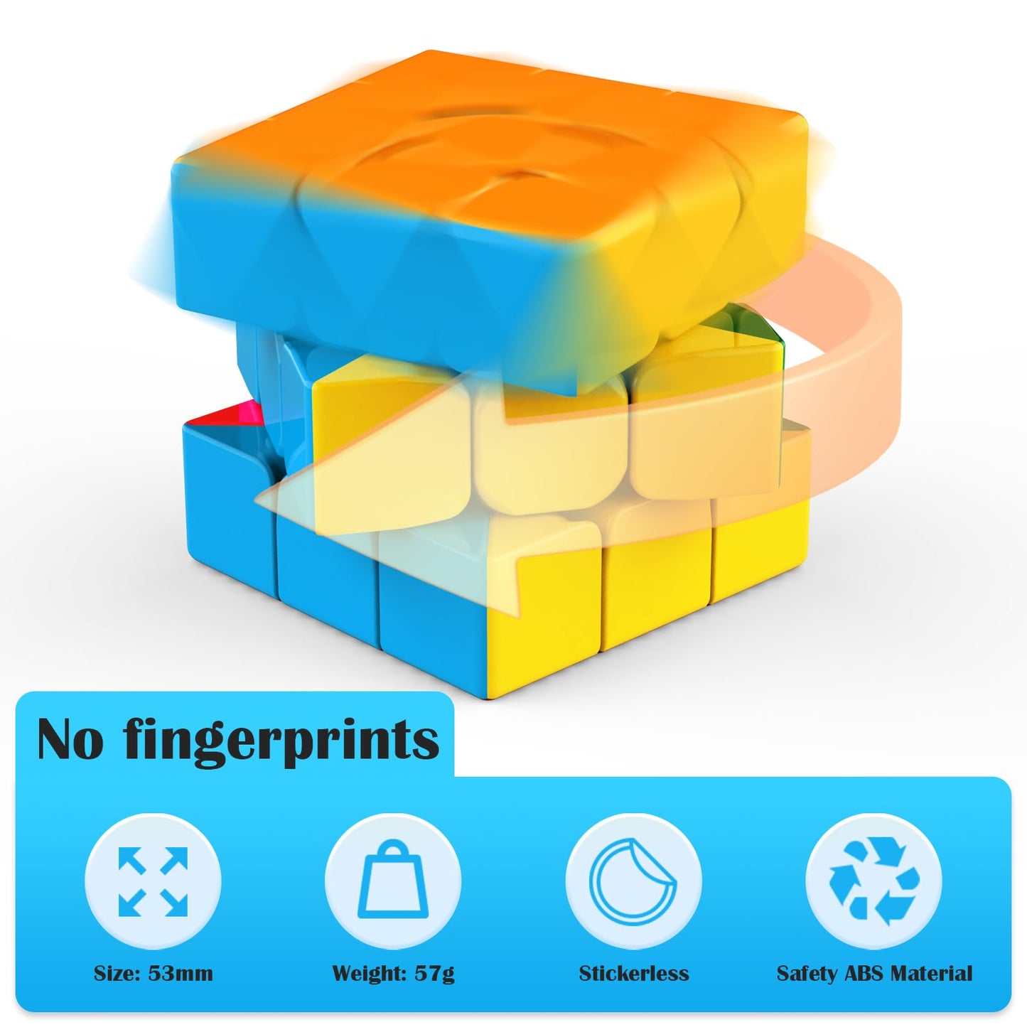 Nabreeli 3x3 Speed Cube Stickerless with Stand & Tutorial – STEM Puzzle for Ages 6+