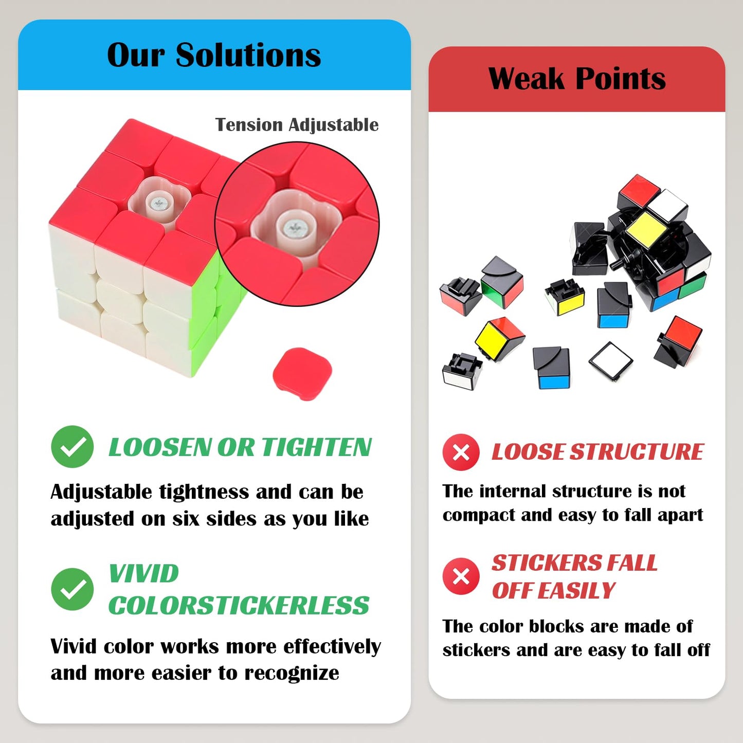 Nabreeli 3x3 Speed Cube Stickerless with Stand & Tutorial – STEM Puzzle for Ages 6+