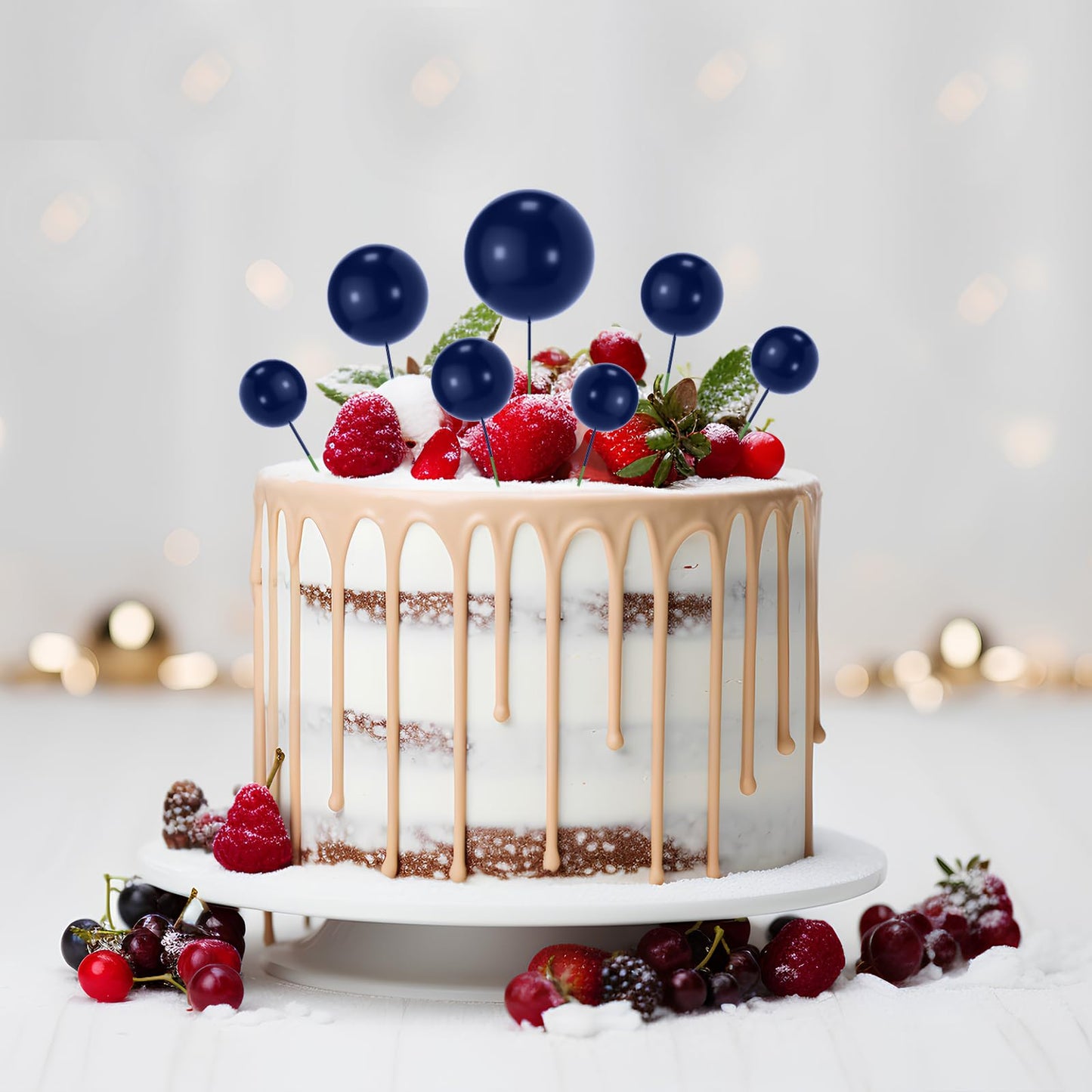 NACHLYNN Navy Cake Balls Toppers – 80 Pcs Foam Balloon Cake Decorations