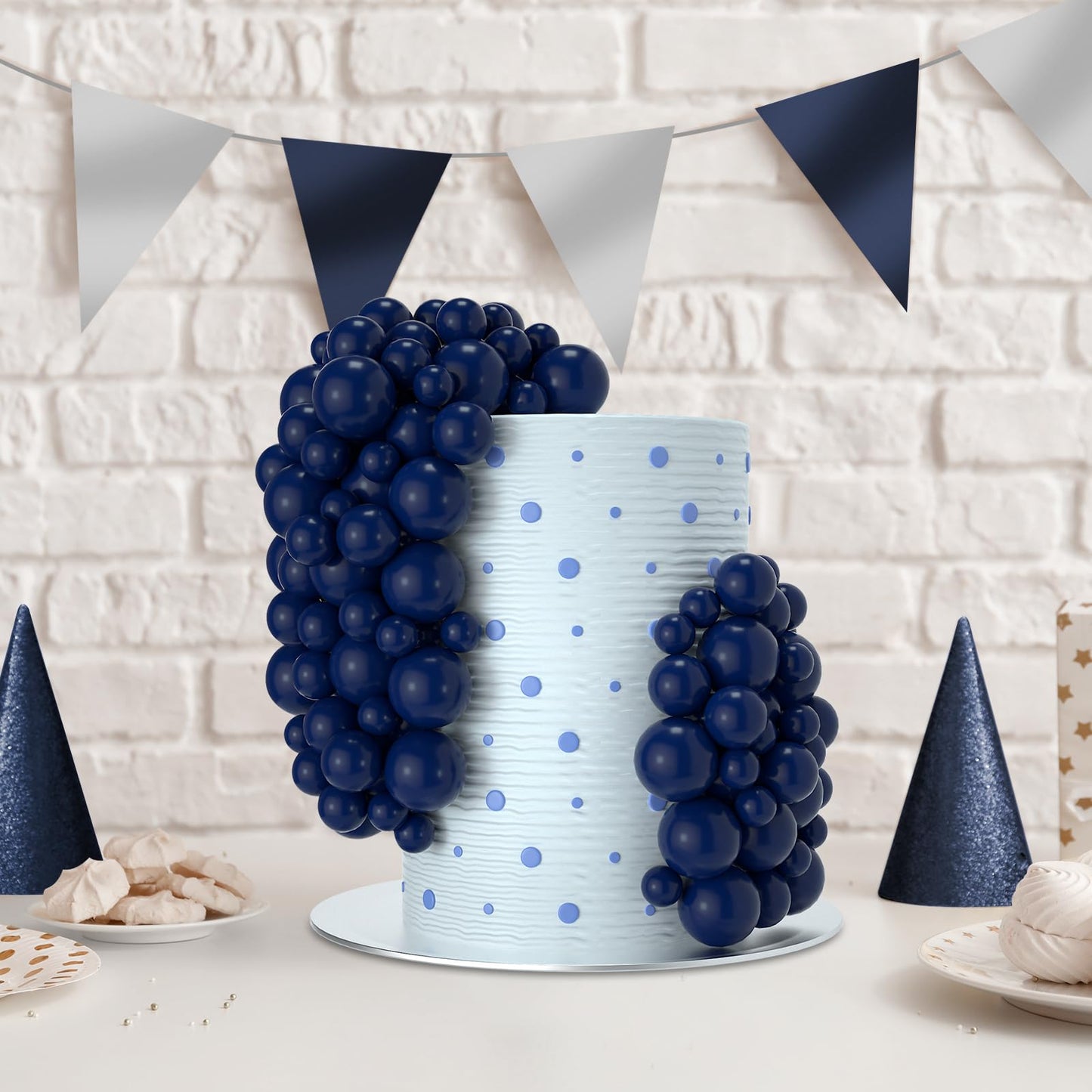 NACHLYNN Navy Cake Balls Toppers – 80 Pcs Foam Balloon Cake Decorations