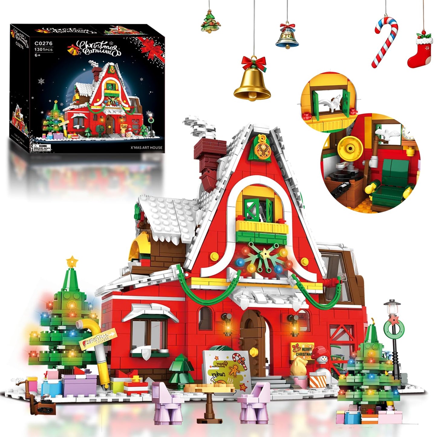 NAFONRU Christmas Family House Building Set – Lego-Compatible Holiday Village