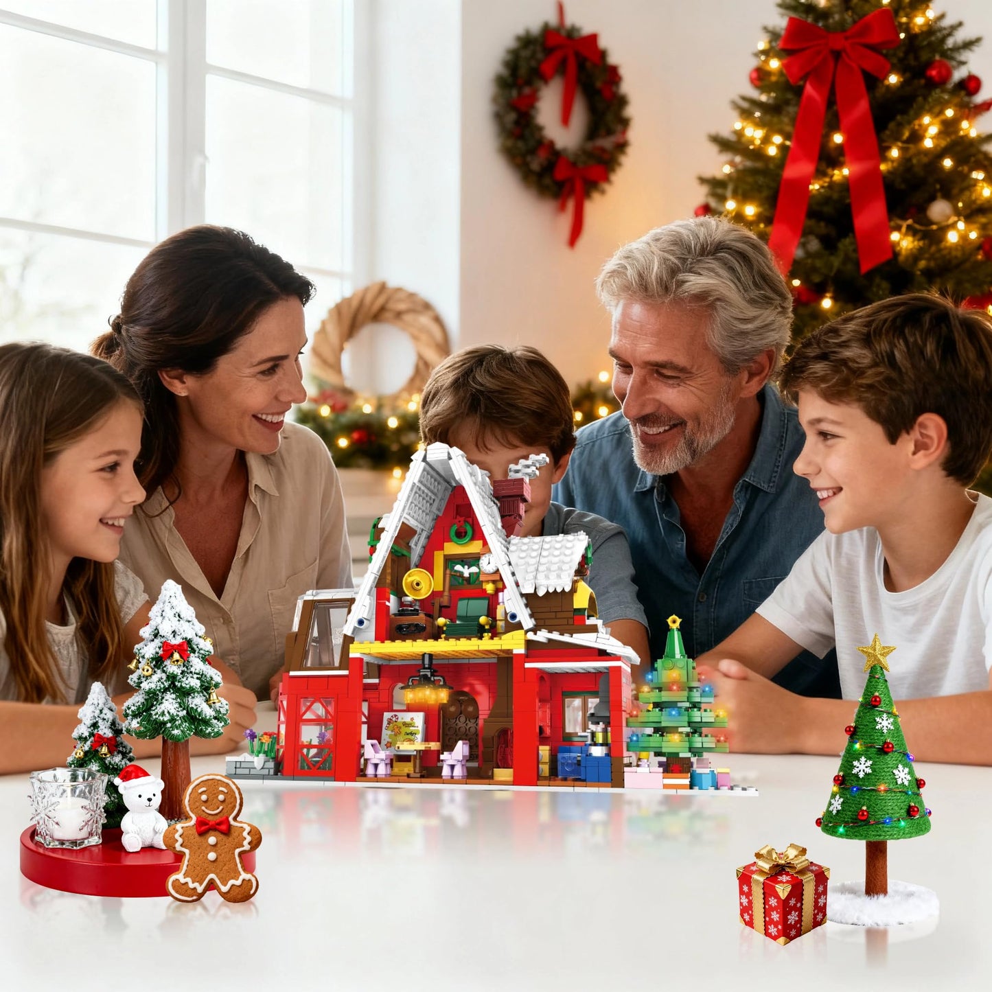 NAFONRU Christmas Family House Building Set – Lego-Compatible Holiday Village
