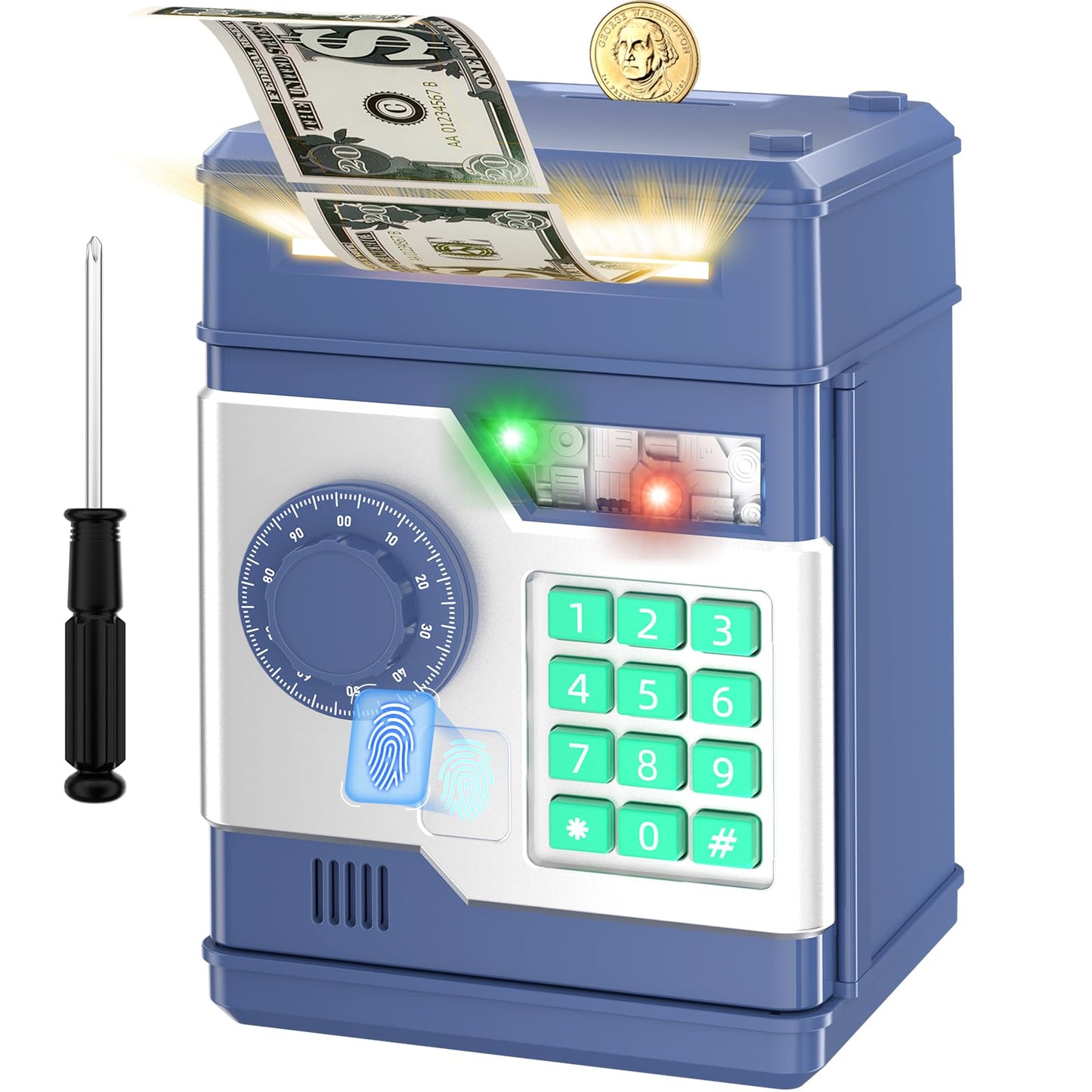 NAFEIV Kids Piggy Bank – Electronic Money Saving Toy for Ages 6-8 (Navy, ABS Eclectic)