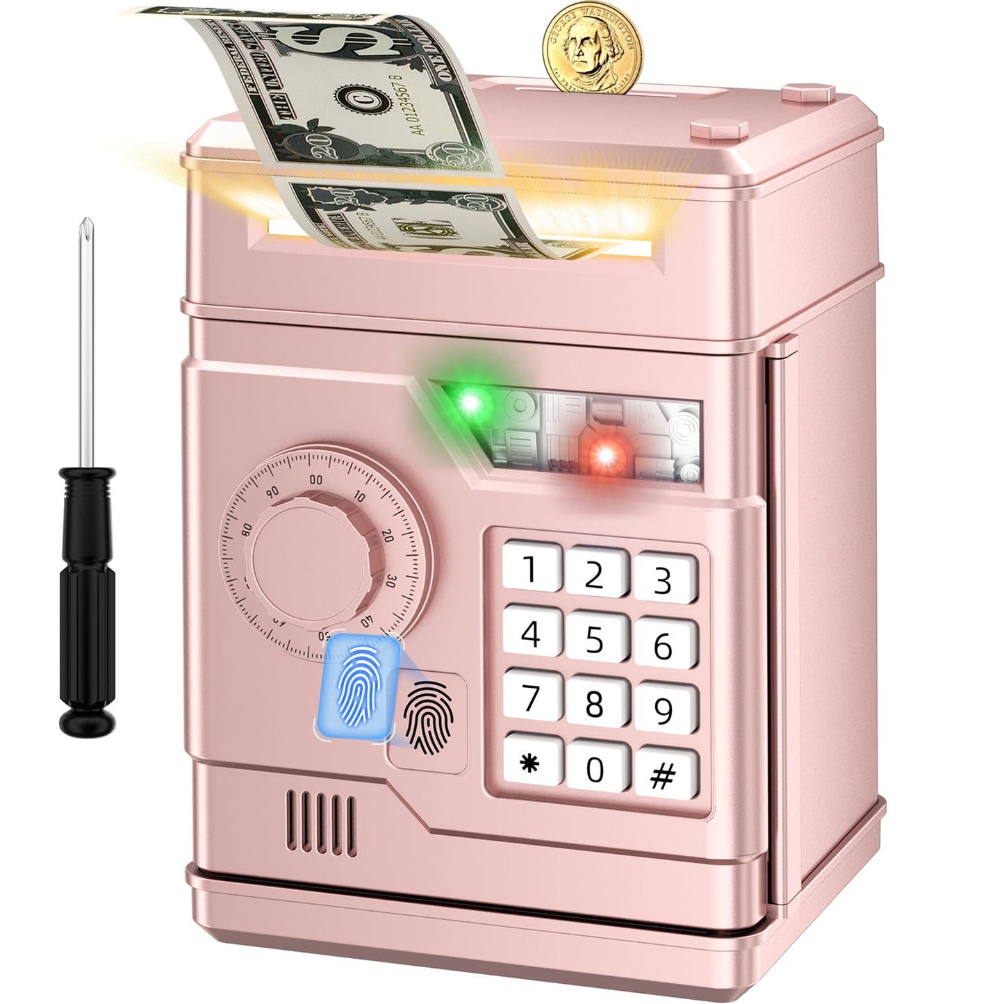 NAFEIV Kids Piggy Bank – Rose Gold Electronic Saver for Ages 3-8