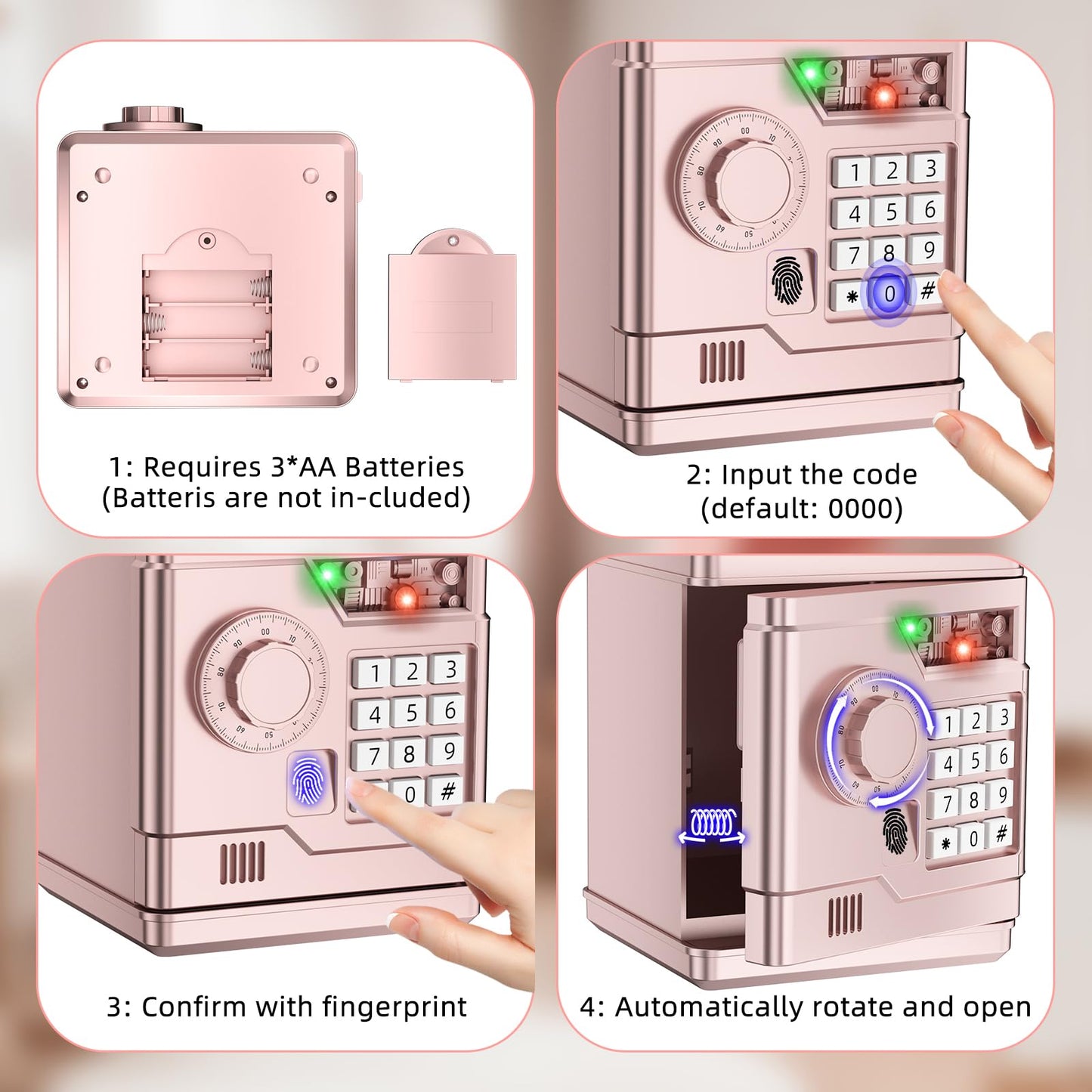 NAFEIV Kids Piggy Bank – Rose Gold Electronic Saver for Ages 3-8