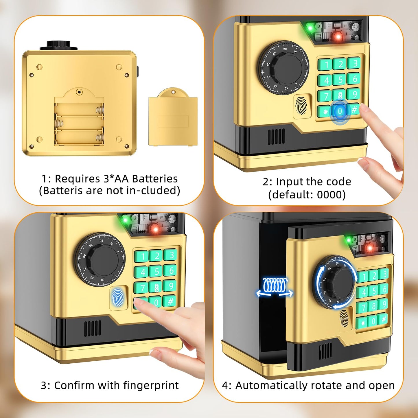 NAFEIV Piggy Bank: Automatic Electronic Money Bank with Password & Fingerprint Unlocking for Kids