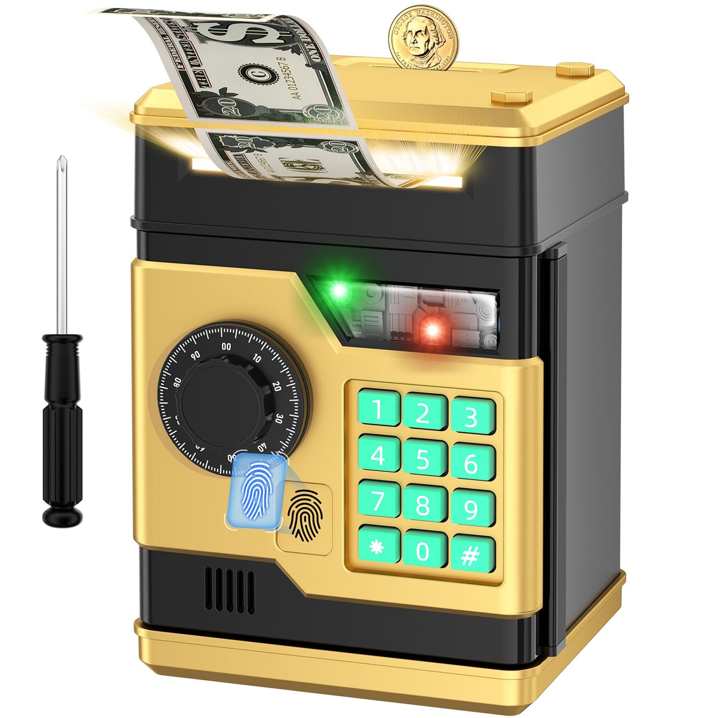 NAFEIV Piggy Bank: Automatic Electronic Money Bank with Password & Fingerprint Unlocking for Kids