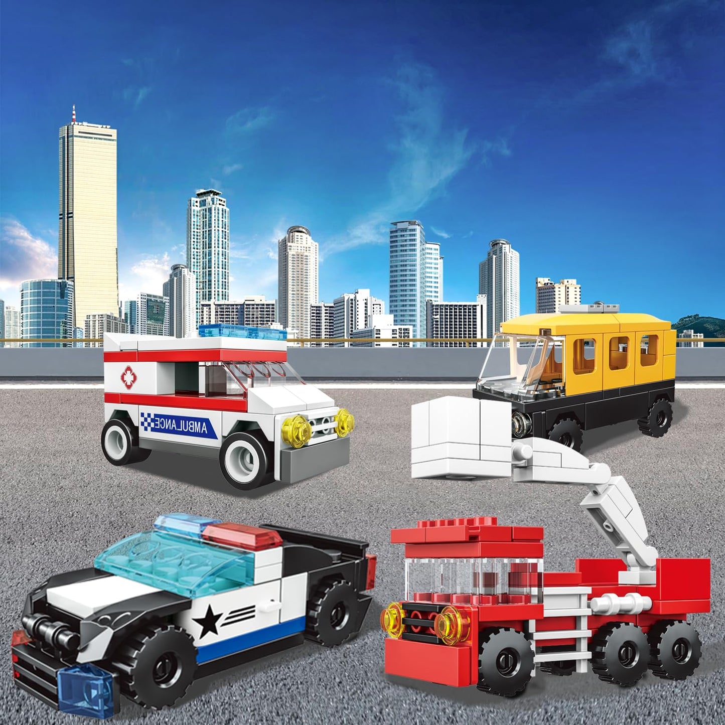NAFONRU 16-Pack Building Blocks Party Favors — LEGO-Compatible 710-Piece City Vehicles Kit