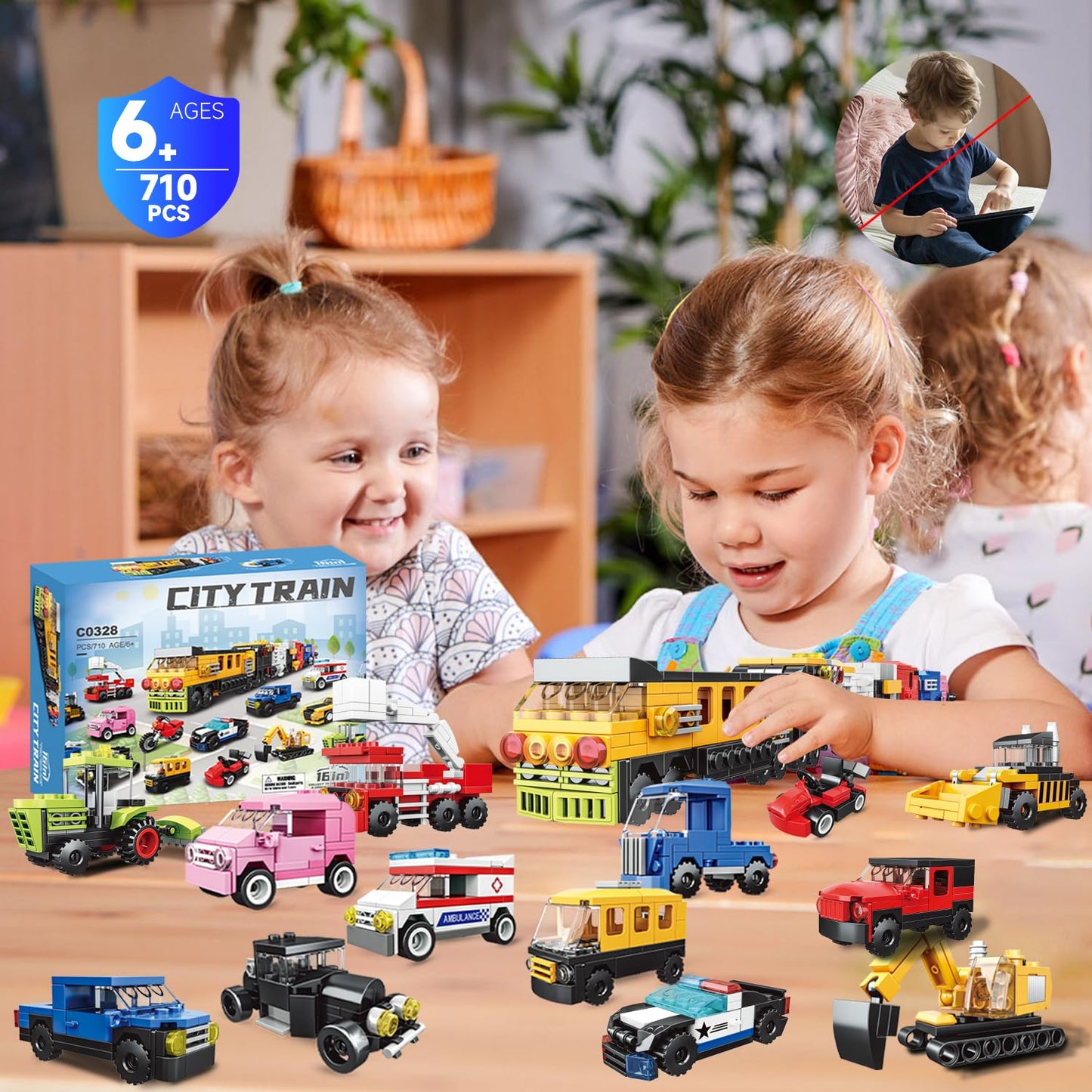 NAFONRU 16-Pack Building Blocks Party Favors — LEGO-Compatible 710-Piece City Vehicles Kit