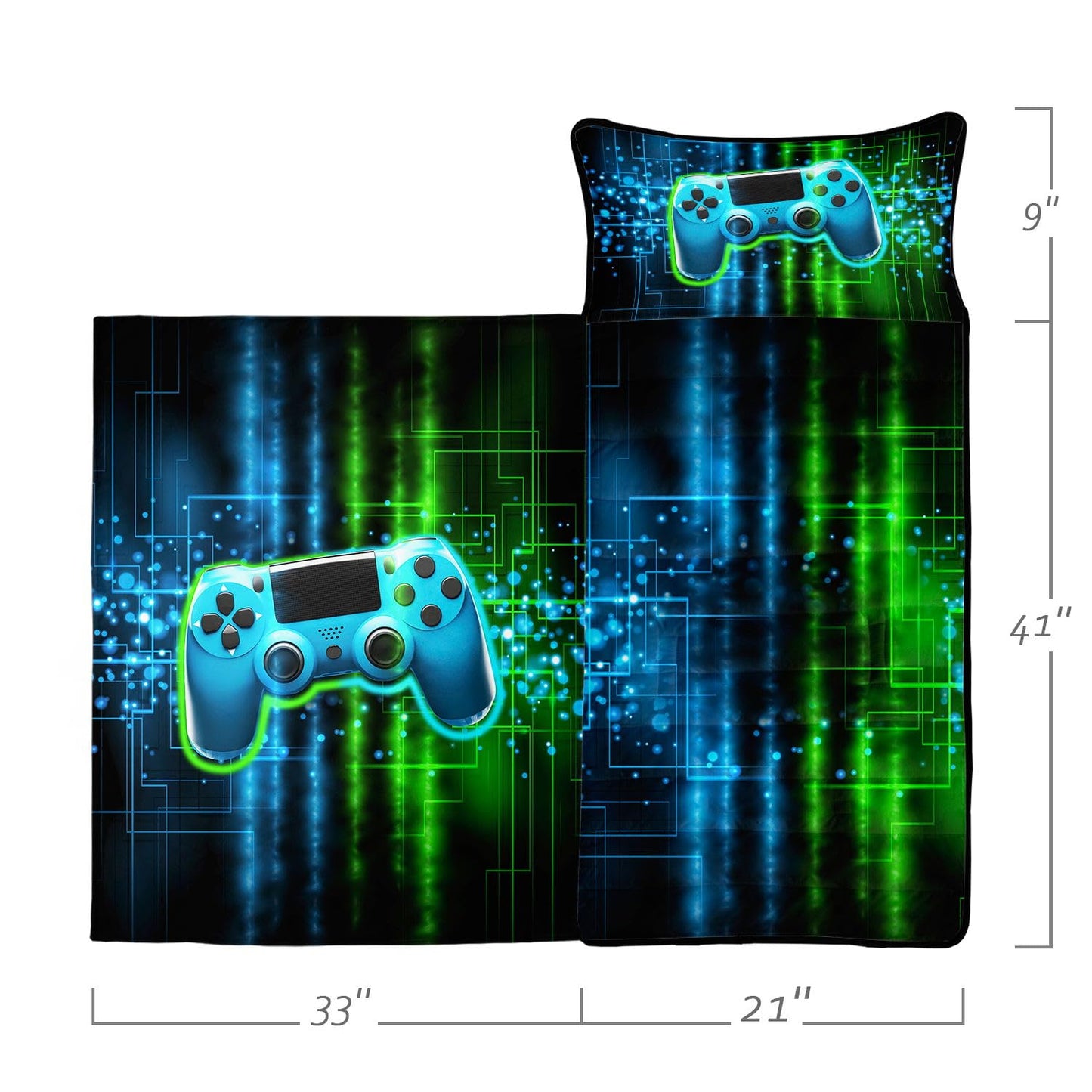 NaFurAhi Datura Gamepad Nap Mat – Kids’ Sleeping Bag with Removable Pillow for Preschool Daycare & Sleepovers (60x21 inches)