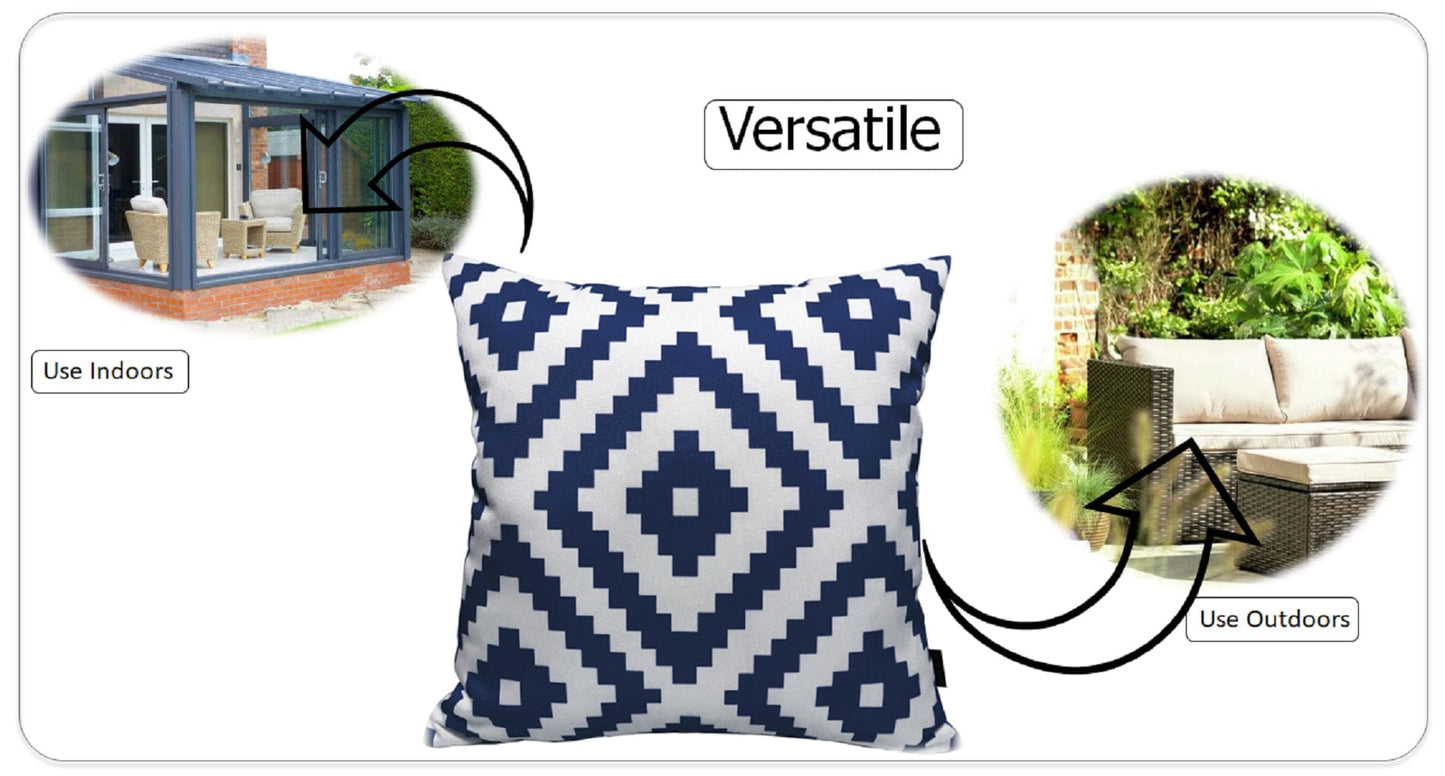 Nairobi Navy Waterproof Outdoor Cushions Weather-Resistant Decorative Pillows for Patio Garden Travel Beach Versatile Indoor Outdoor Use by OLIVIA ROCCO