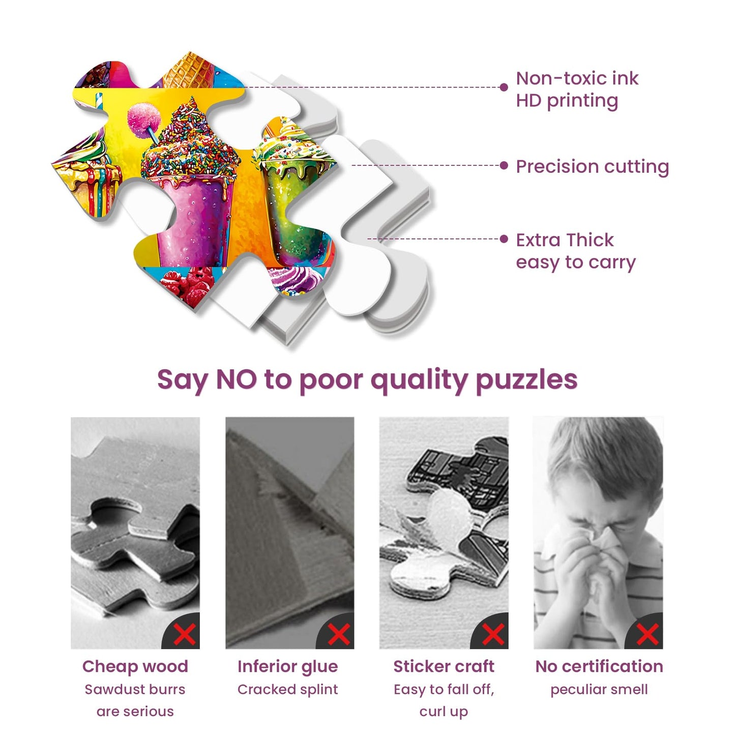 Najiaxiaowu 500 Piece Ice Cream Puzzle for Adults – Recycled Cardboard, Vibrant Colors, 20.5 x 15 in
