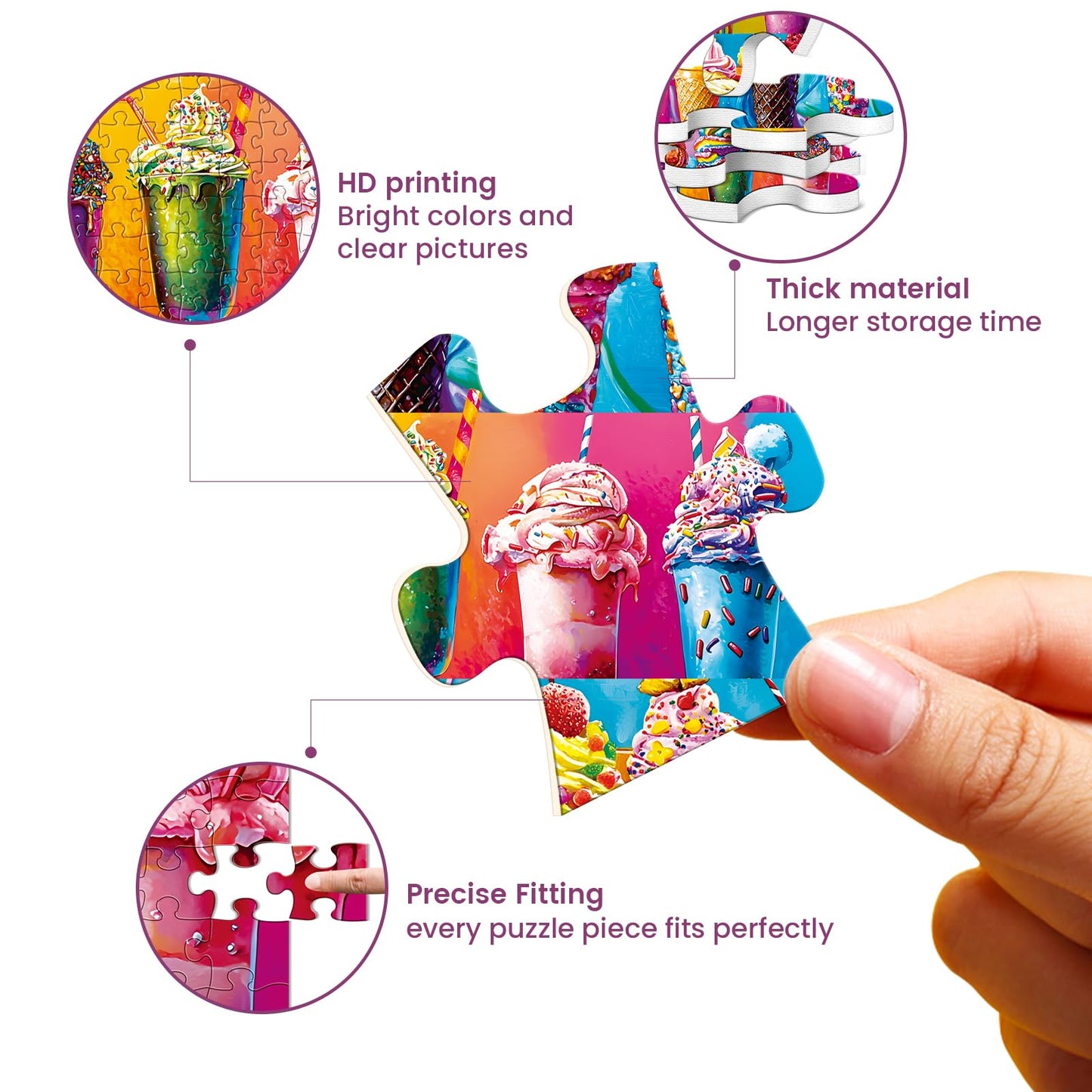 Najiaxiaowu 500 Piece Ice Cream Puzzle for Adults – Recycled Cardboard, Vibrant Colors, 20.5 x 15 in